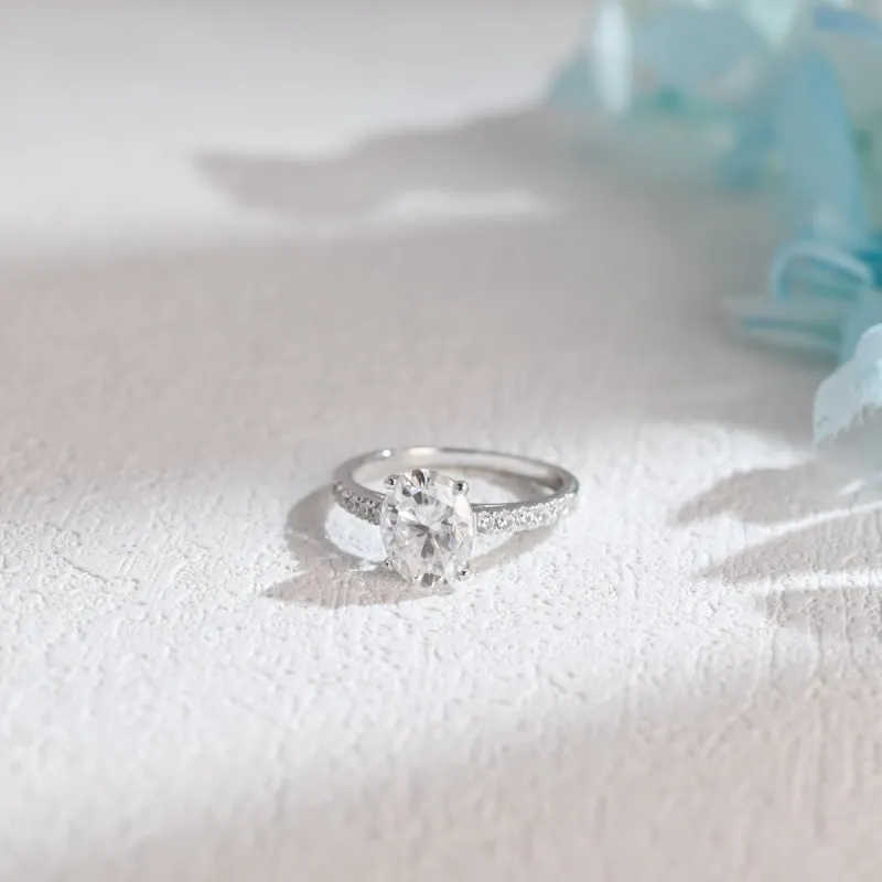 Solid Gold Cathedral Oval Cut Moissanite Engagement Ring sold by Causyou