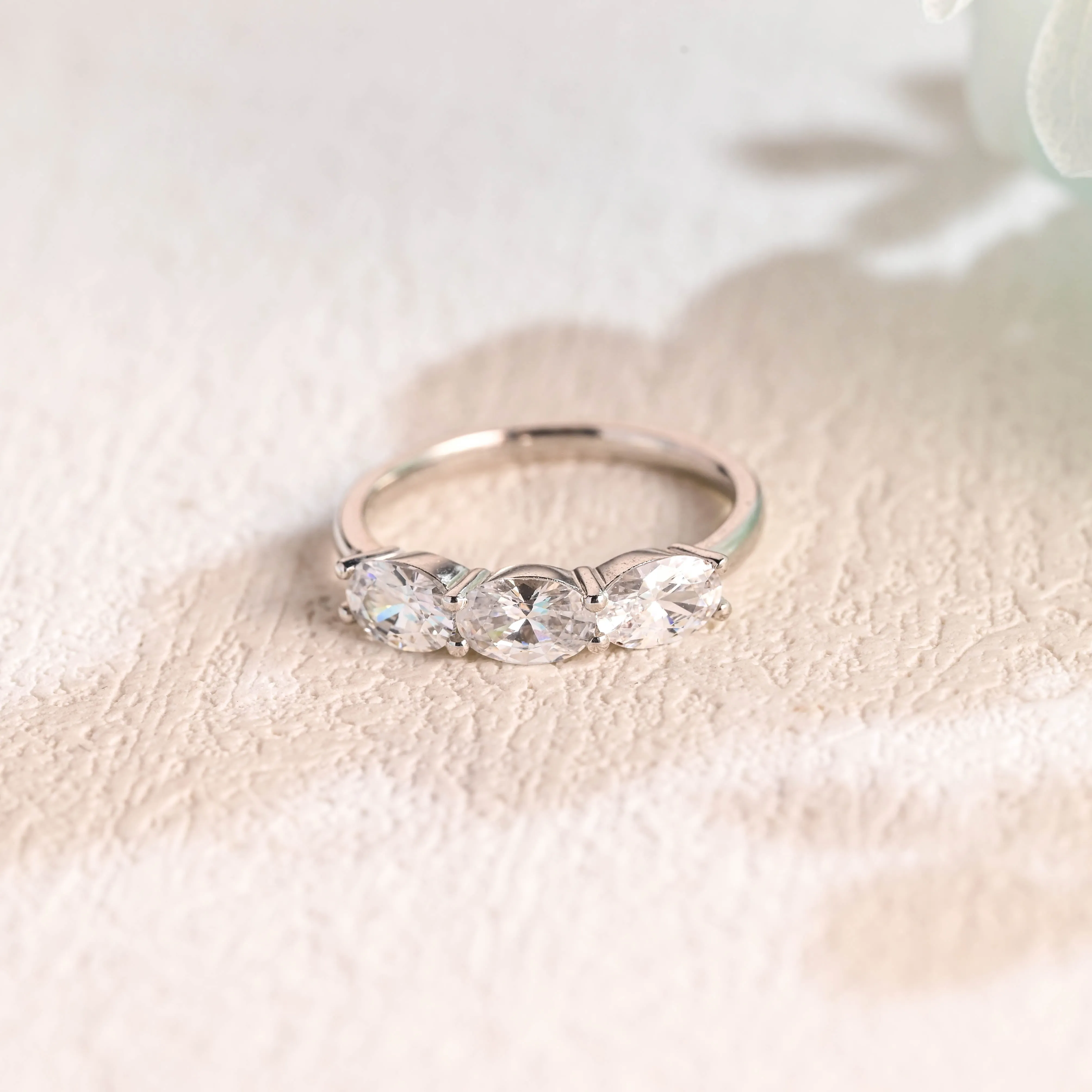 CausYou Solid Gold 3*5mm Oval Cut Moissanite Wedding Band, Stacking Half Eternity Wedding Ring, Matching Band, Gift for Women sold by Causyou