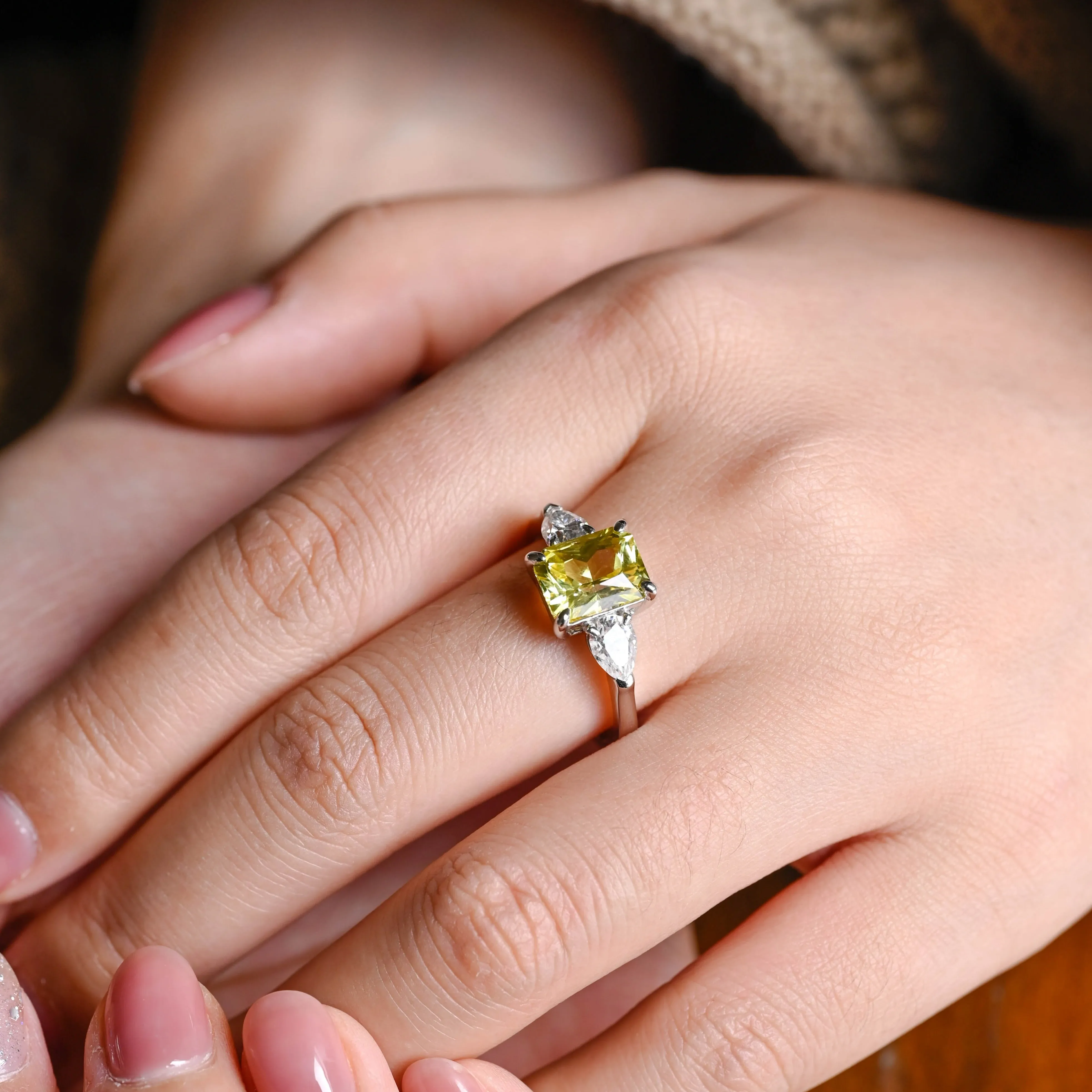 Solid Gold Lab Grown Yellow Sapphire Radiant Cut Engagement Ring, Promise Ring, Proposal Ring sold by Causyou product image thumbnail 2