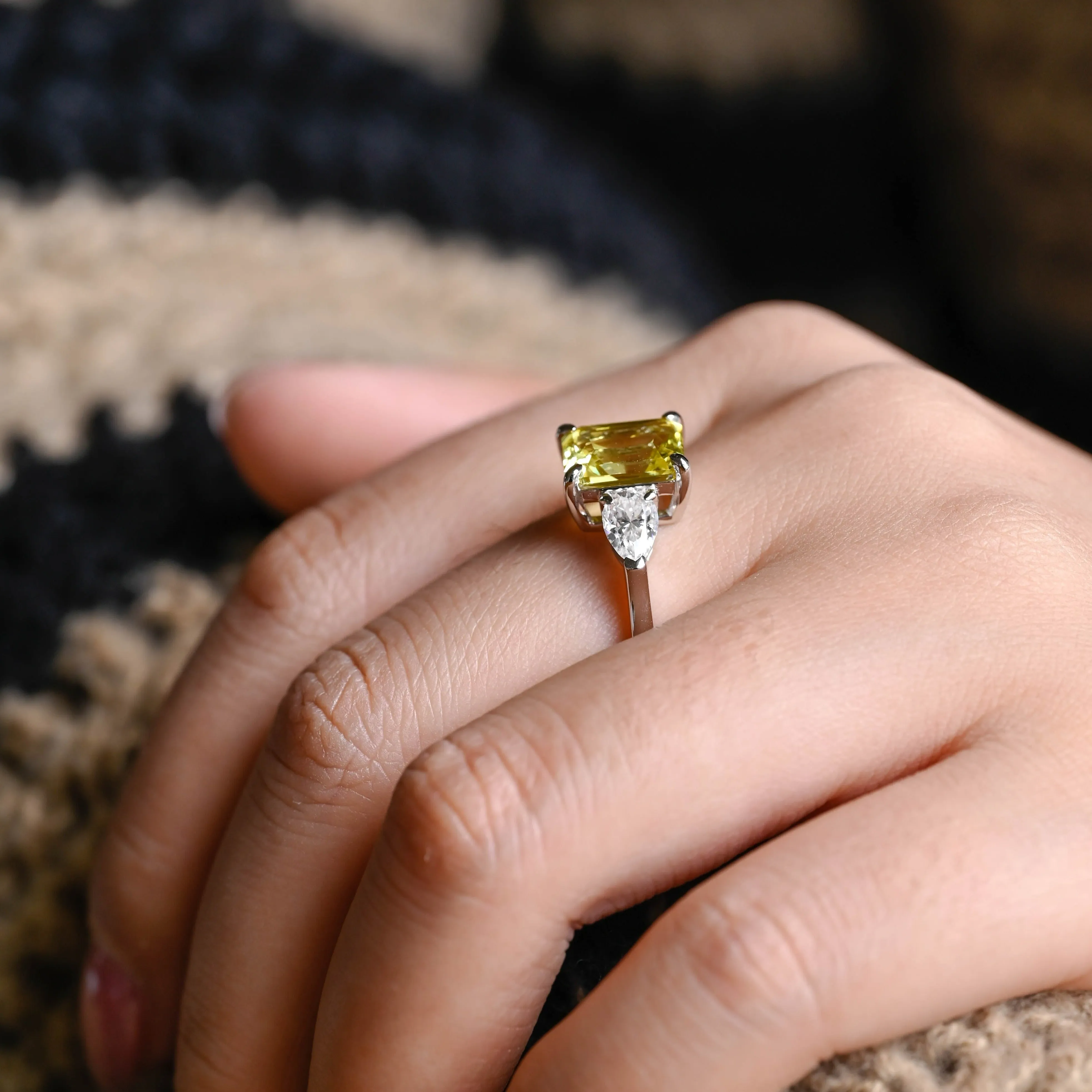 Solid Gold Lab Grown Yellow Sapphire Radiant Cut Engagement Ring, Promise Ring, Proposal Ring sold by Causyou product image thumbnail 3