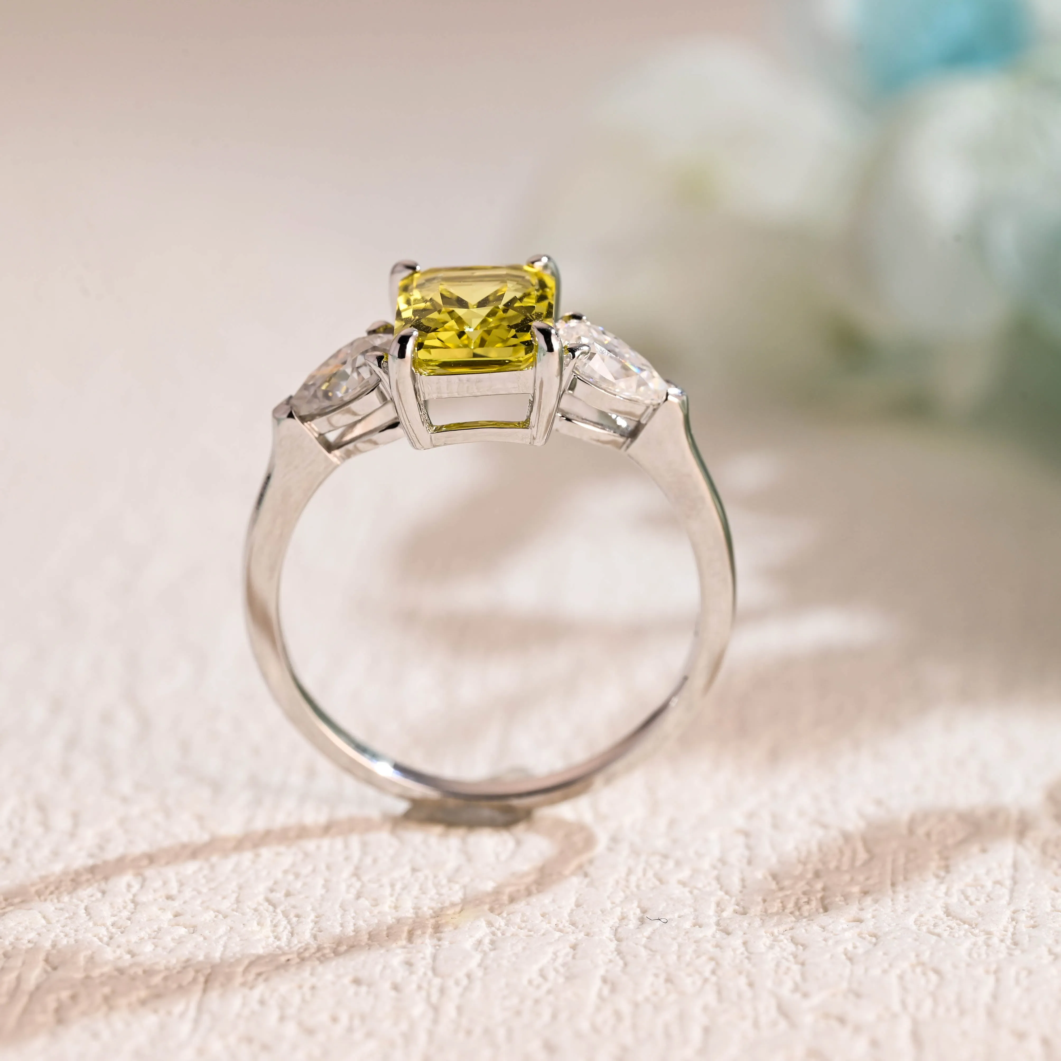 Solid Gold Lab Grown Yellow Sapphire Radiant Cut Engagement Ring, Promise Ring, Proposal Ring sold by Causyou product image thumbnail 5