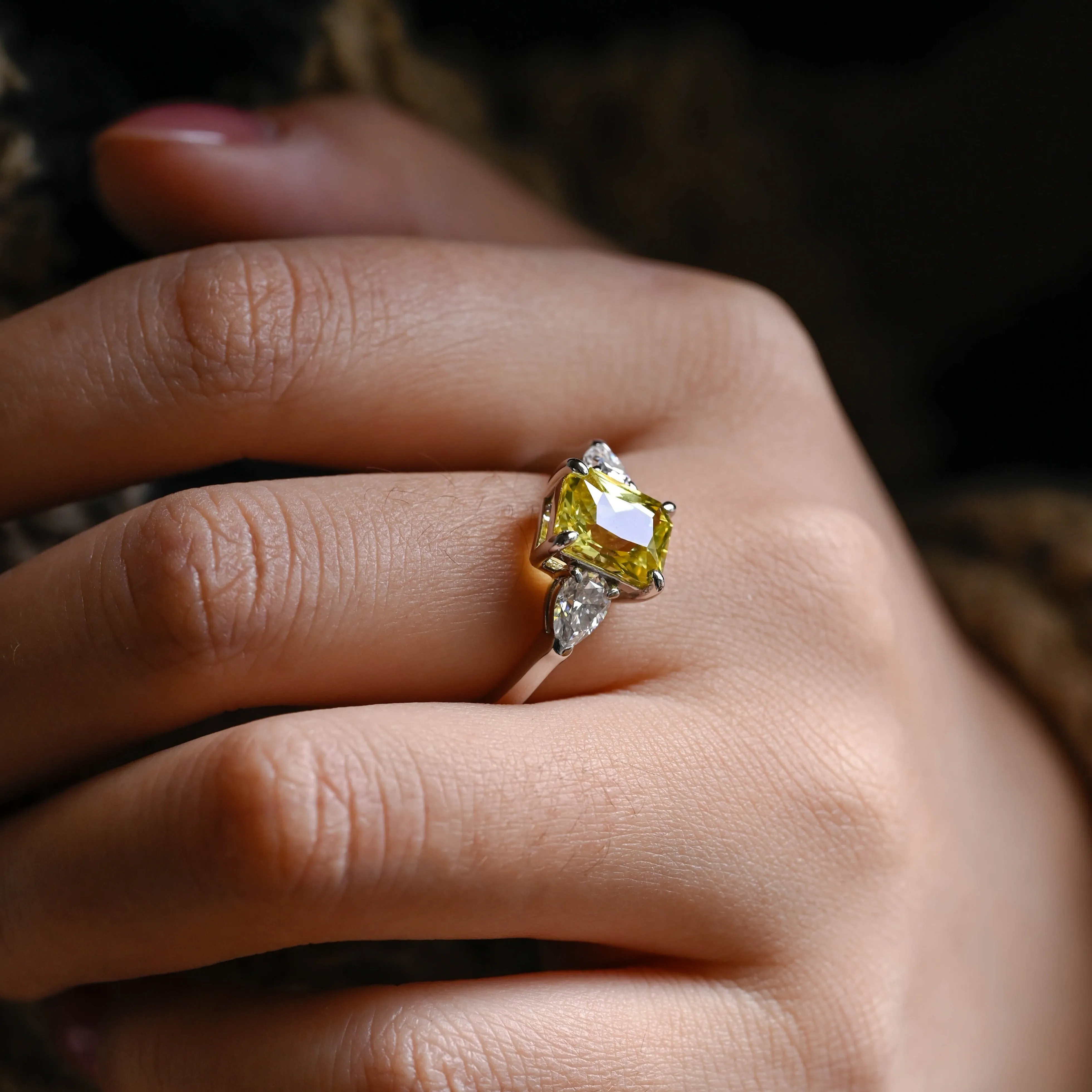Solid Gold Lab Grown Yellow Sapphire Radiant Cut Engagement Ring, Promise Ring, Proposal Ring sold by Causyou product image thumbnail 4