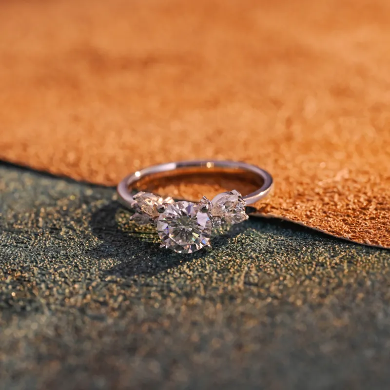 CausYou Solid Gold D/VS1 Cluster Round Cut Lab Grown Diamond Engagement Ring, Anniversary Wedding Ring for Her sold by Causyou