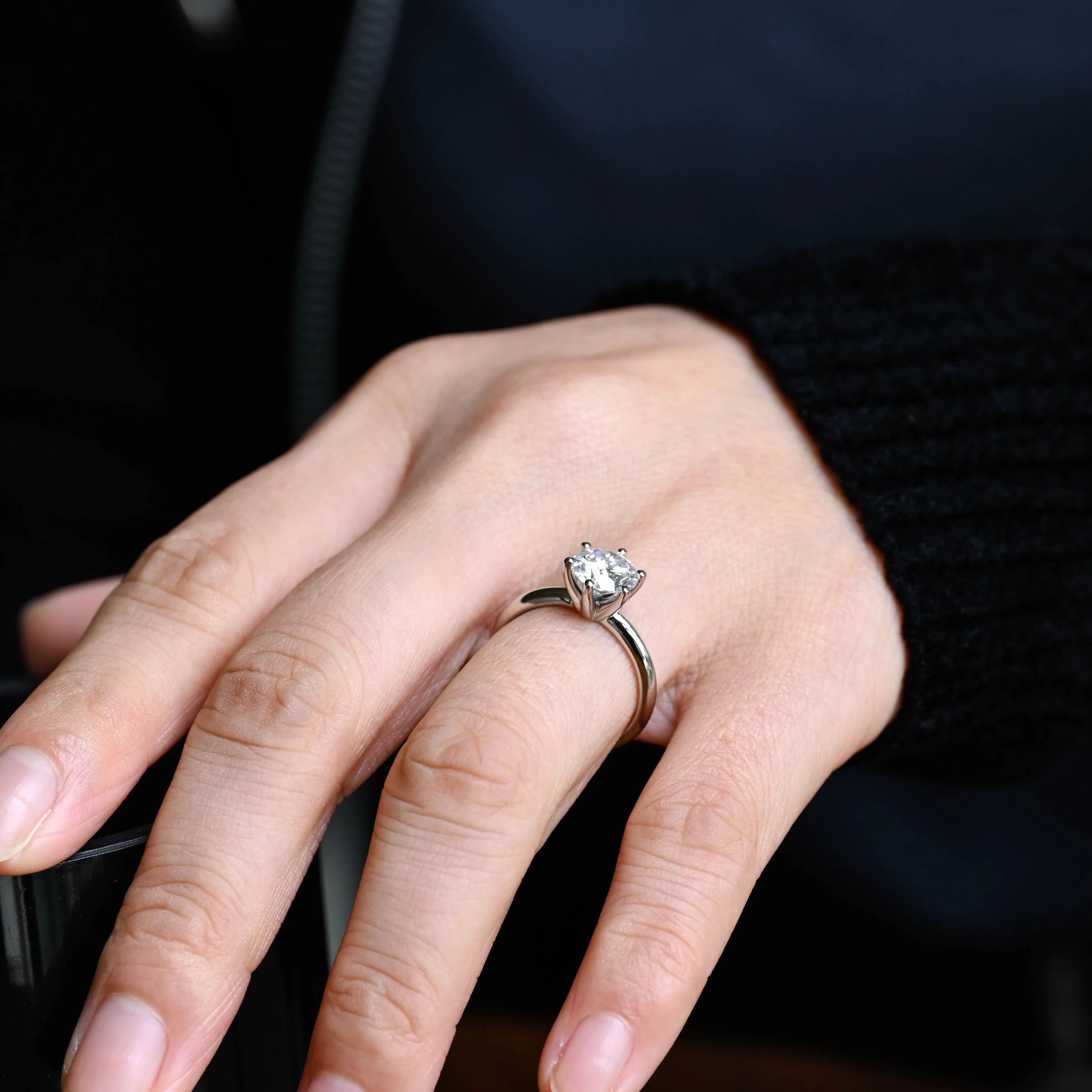 Solid Gold D/VS1 Round Cut Lab Grown Diamond Engagement Ring, Solitaire Promise Ring, Proposal Ring sold by Causyou product image thumbnail 4