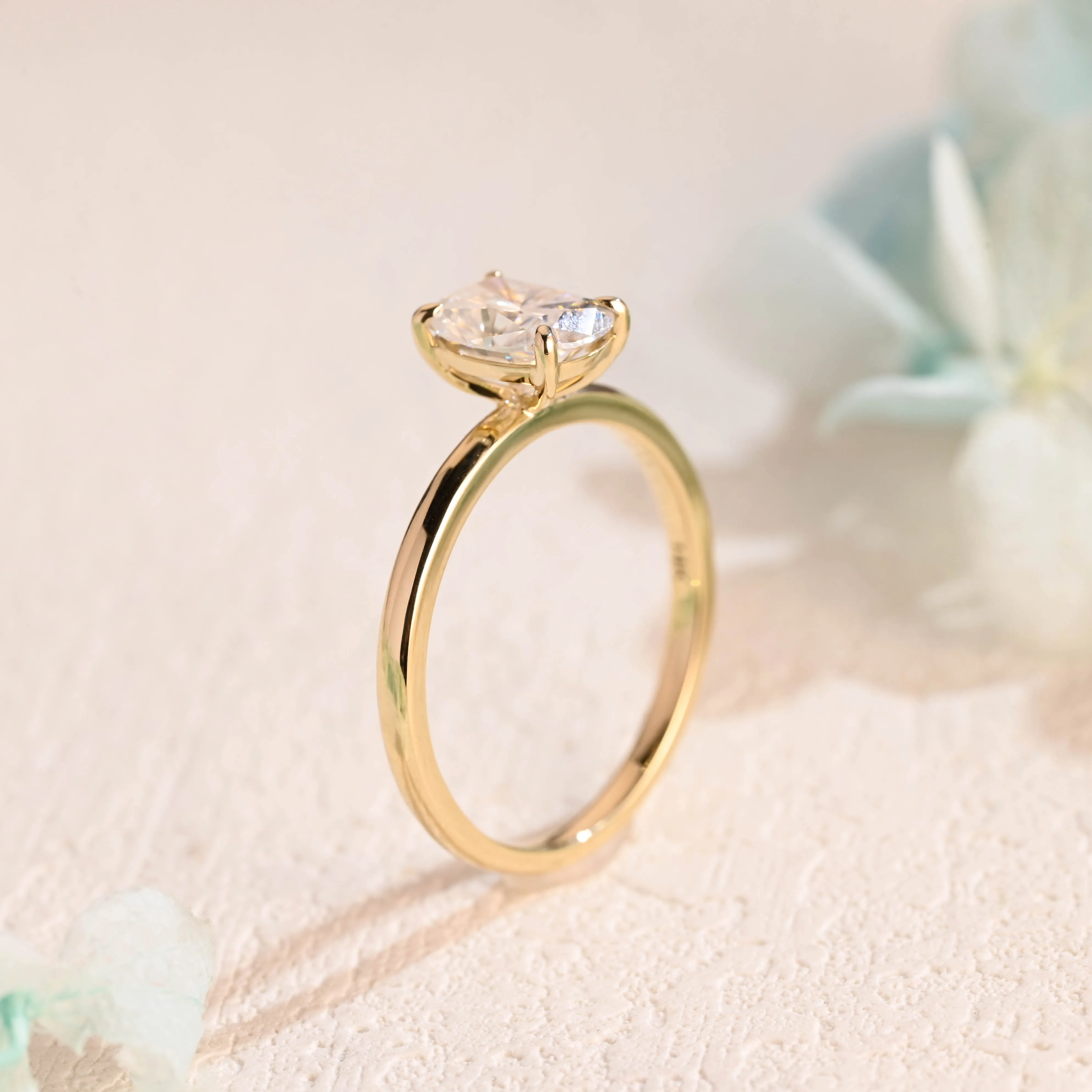 CausYou Solid Gold Elongated Cushion Cut Moissanite Engagement Ring, Solitaire Wedding Ring, Promise Ring Proposal Ring, Gift for Women Wife sold by Causyou