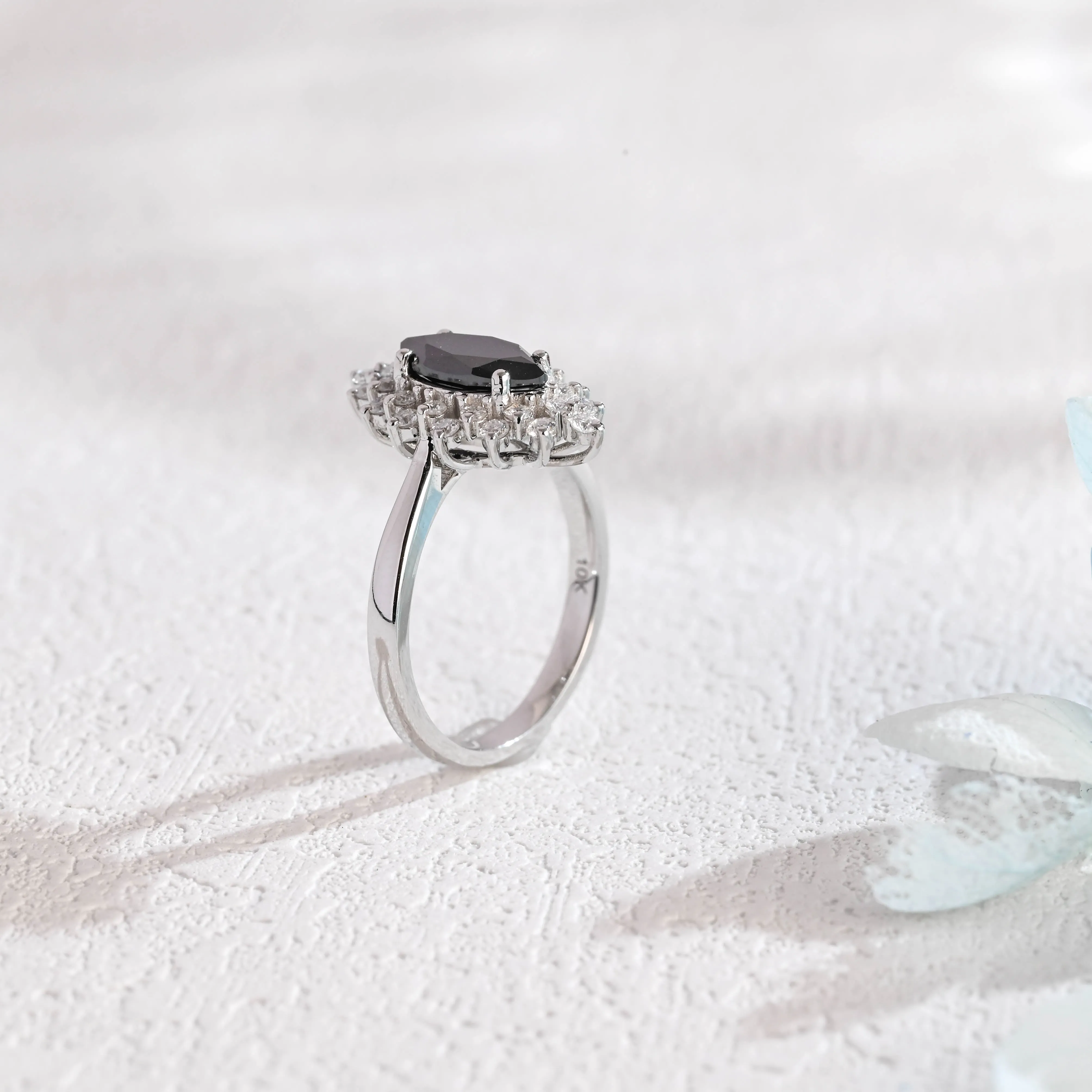 Solid Gold Marquise Cut Black Moissanite Engagement Ring sold by Causyou product image thumbnail 5