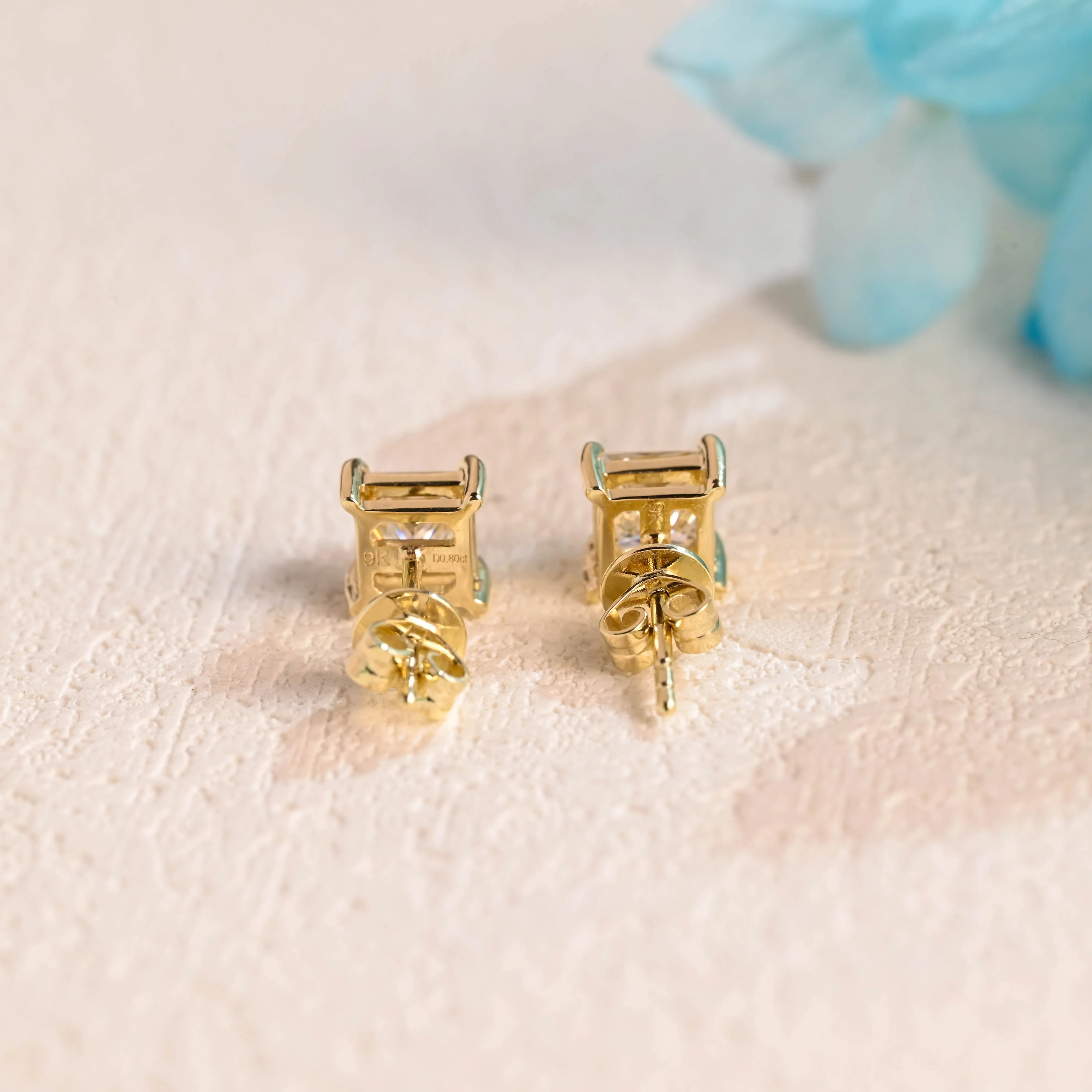 CausYou Solid Gold Princess Cut Moissanite Earrings Studs, Solitaire Studs Wedding Accessories for Women Wife sold by Causyou product image thumbnail 5