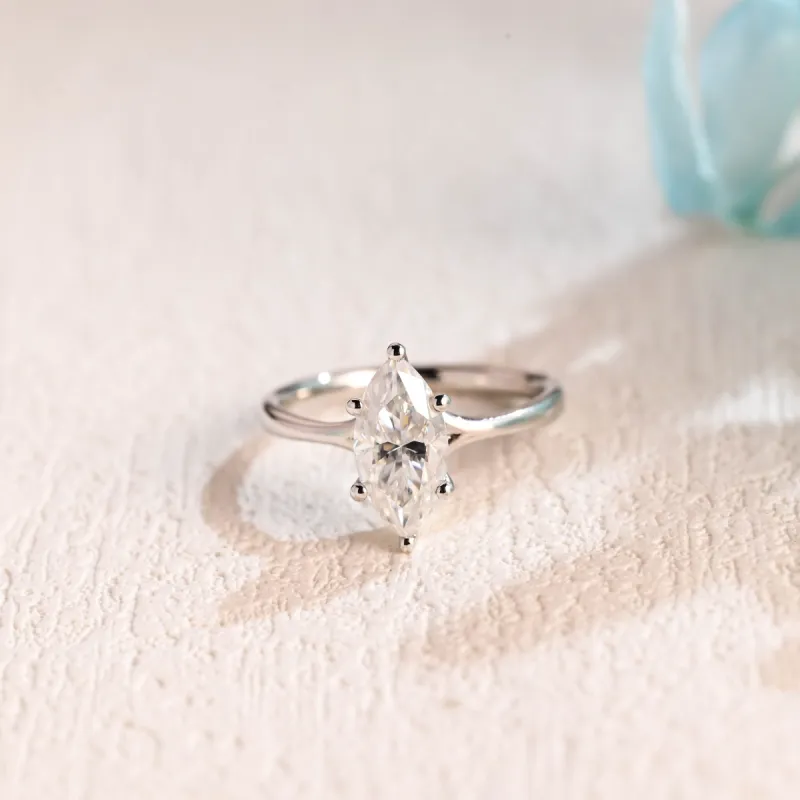 CausYou Solid Gold Marquise Cut Moissanite Engagement Ring, Promise Ring, Proposal Ring, Gift for Woman, Wife sold by Causyou