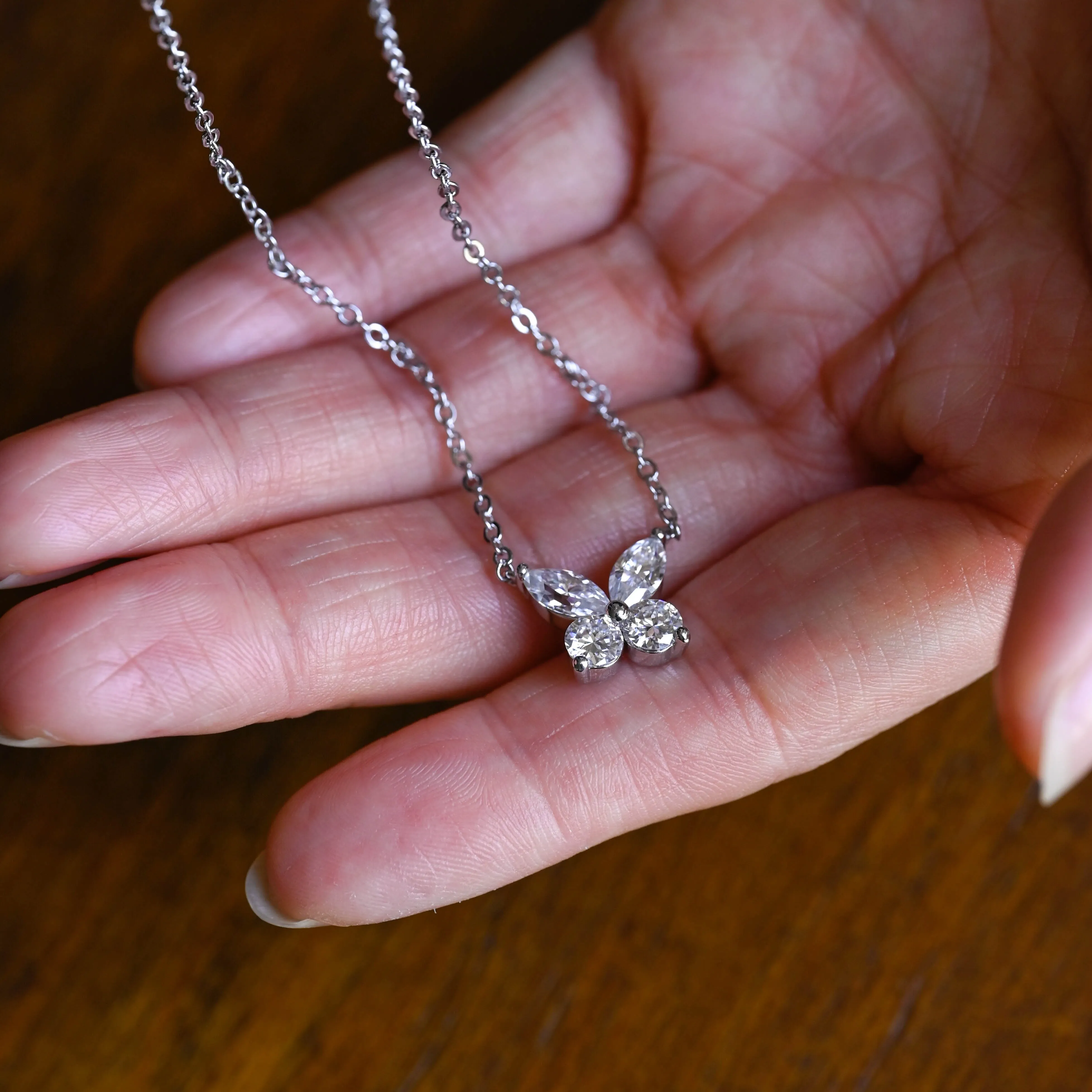 CausYou Solid Gold Marquise Cut Moissanite Pendant Necklace, Butterfly Pendant, Wedding Necklace, Anniversary Gift for Women, Wife sold by Causyou product image thumbnail 4