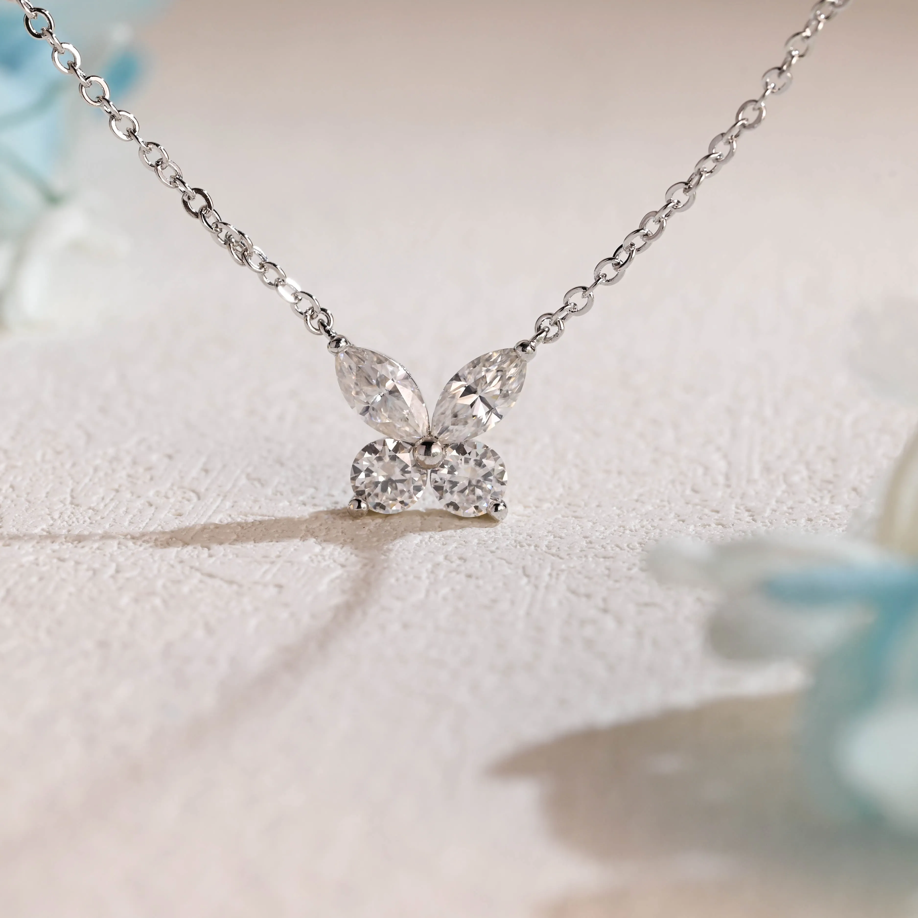 CausYou Solid Gold Marquise Cut Moissanite Pendant Necklace, Butterfly Pendant, Wedding Necklace, Anniversary Gift for Women, Wife sold by Causyou product image thumbnail 5