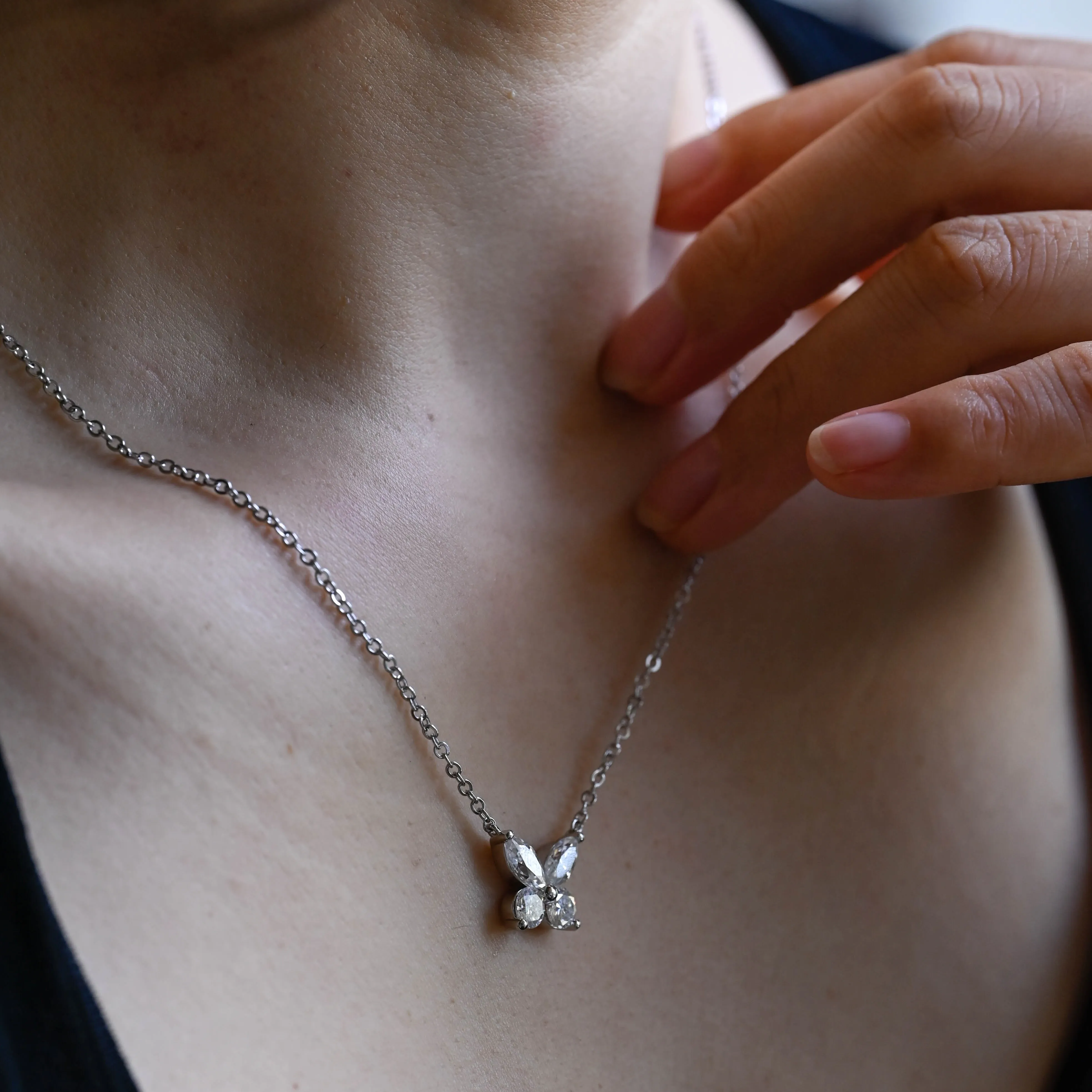 CausYou Solid Gold Marquise Cut Moissanite Pendant Necklace, Butterfly Pendant, Wedding Necklace, Anniversary Gift for Women, Wife sold by Causyou product image thumbnail 3