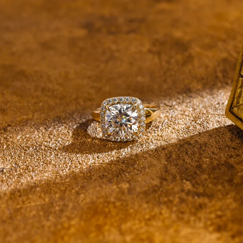 Solid Gold D/VS1 Cushion Cut Lab Grown Diamond Engagement Ring, Promise Ring, Gift for Wife made by Causyou