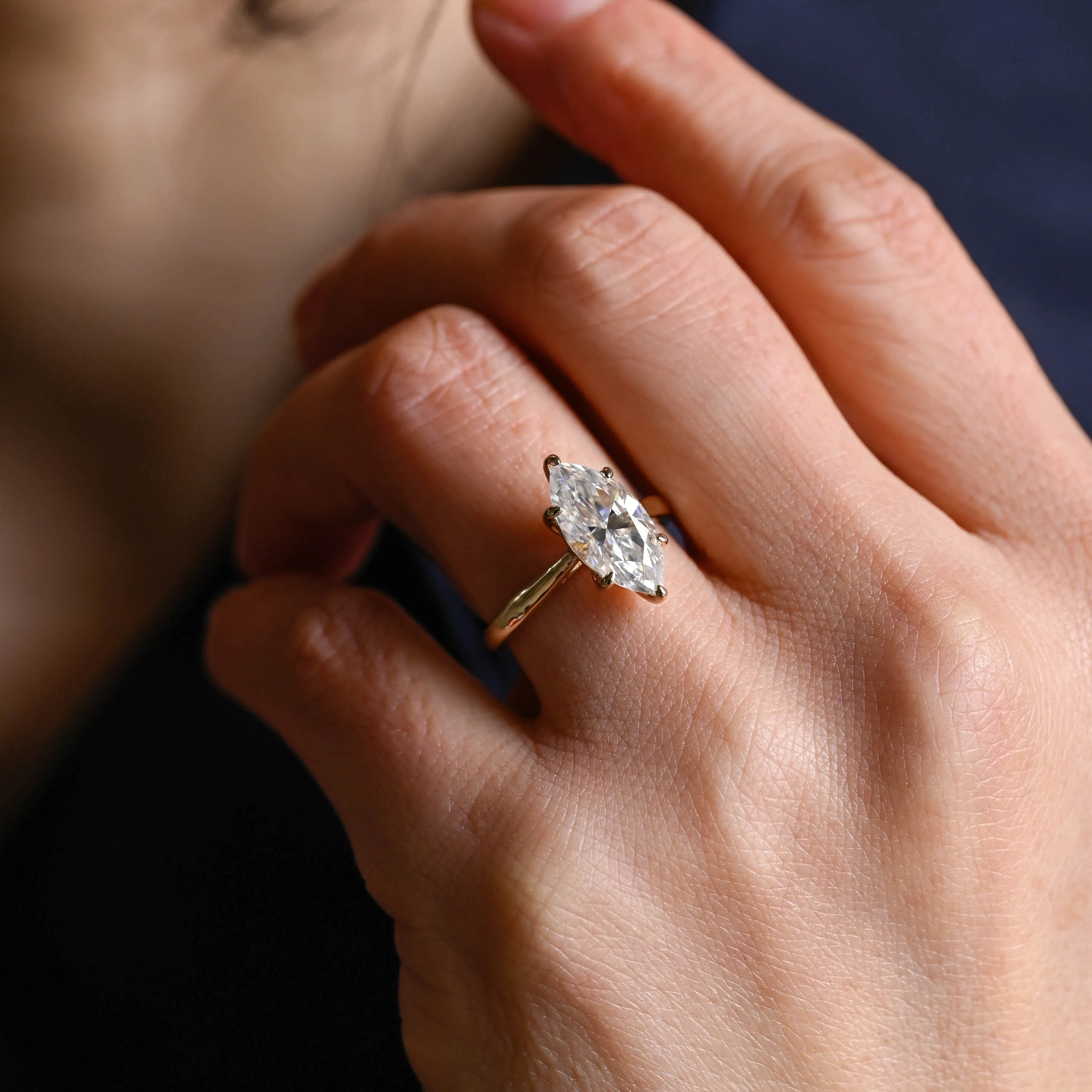 CausYou Solid Gold Marquise Cut Moissanite Engagement Ring, Solitaire Marquise Cut Wedding Ring, Promise Ring, Proposal Ring, Gift for Women Wife sold by Causyou product image thumbnail 2