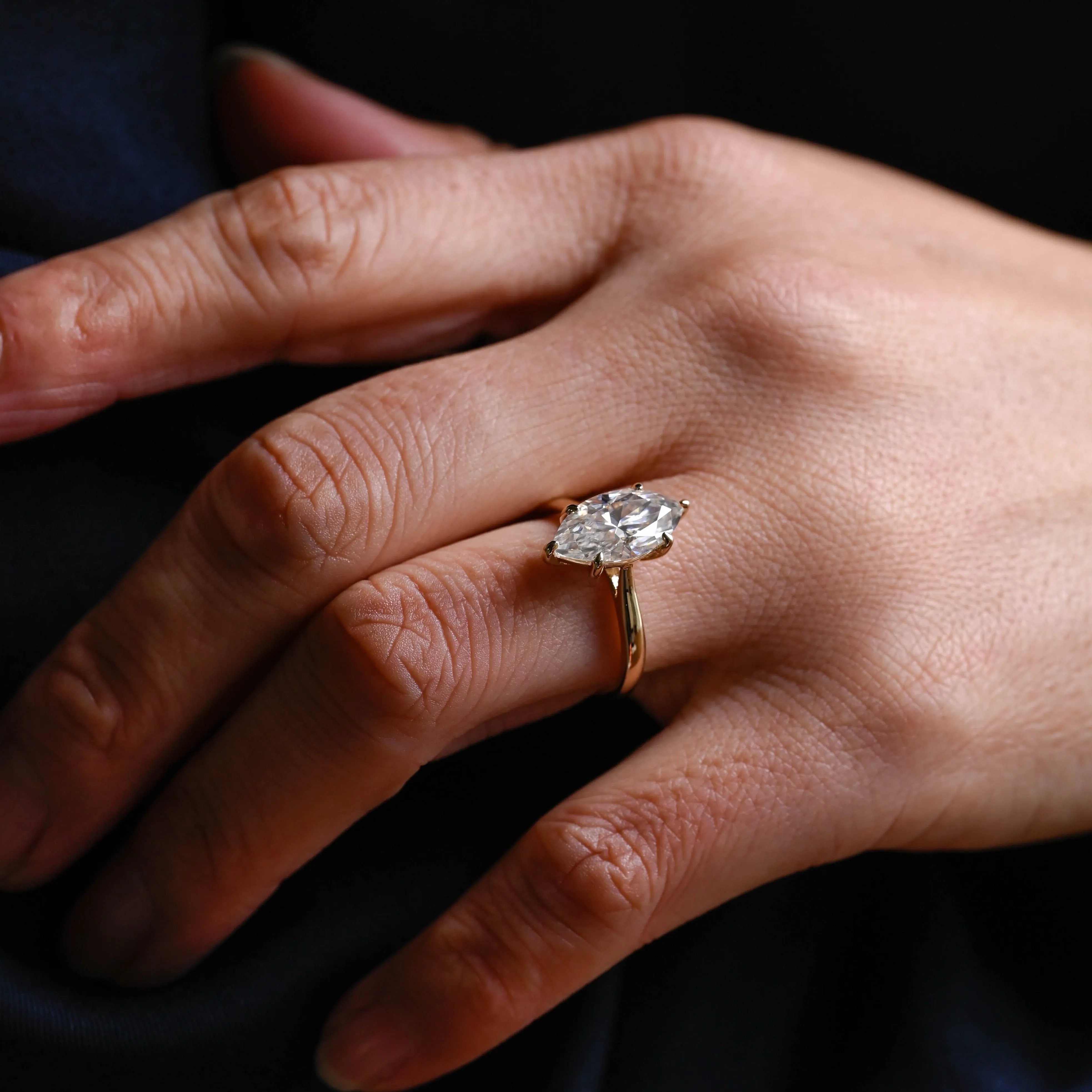 CausYou Solid Gold Marquise Cut Moissanite Engagement Ring, Solitaire Marquise Cut Wedding Ring, Promise Ring, Proposal Ring, Gift for Women Wife sold by Causyou product image thumbnail 3