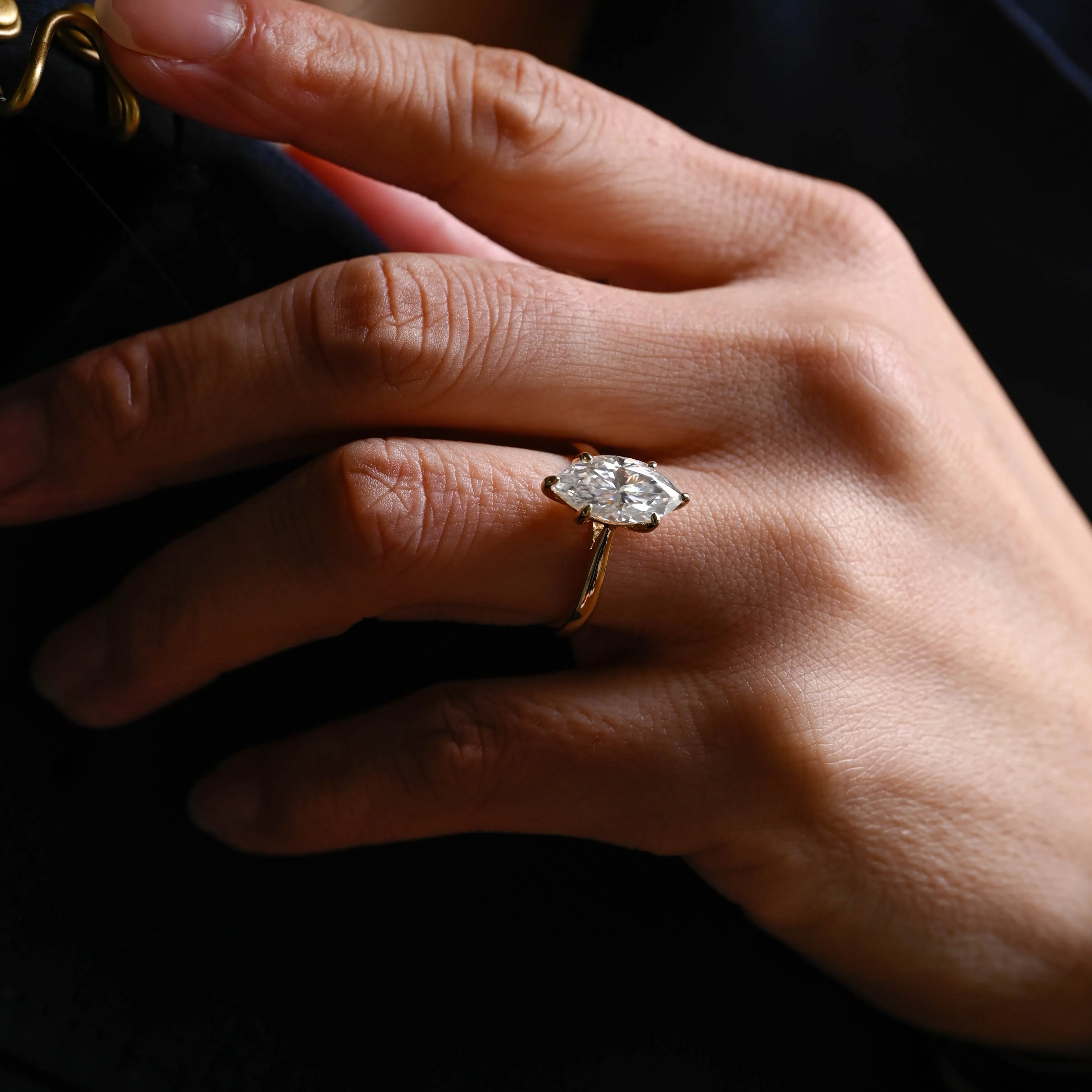 CausYou Solid Gold Marquise Cut Moissanite Engagement Ring, Solitaire Marquise Cut Wedding Ring, Promise Ring, Proposal Ring, Gift for Women Wife sold by Causyou product image thumbnail 4