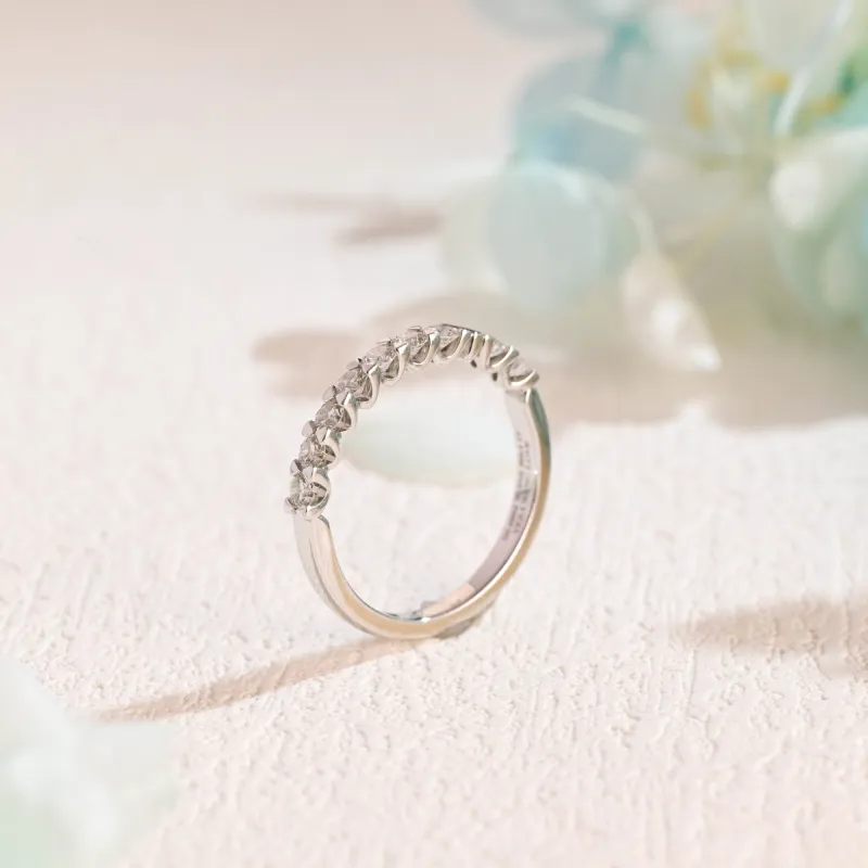 Solid Gold 3mm Round Cut Moissanite Wedding Band, Stacking Wedding Ring, Gift for Women Wife sold by Causyou