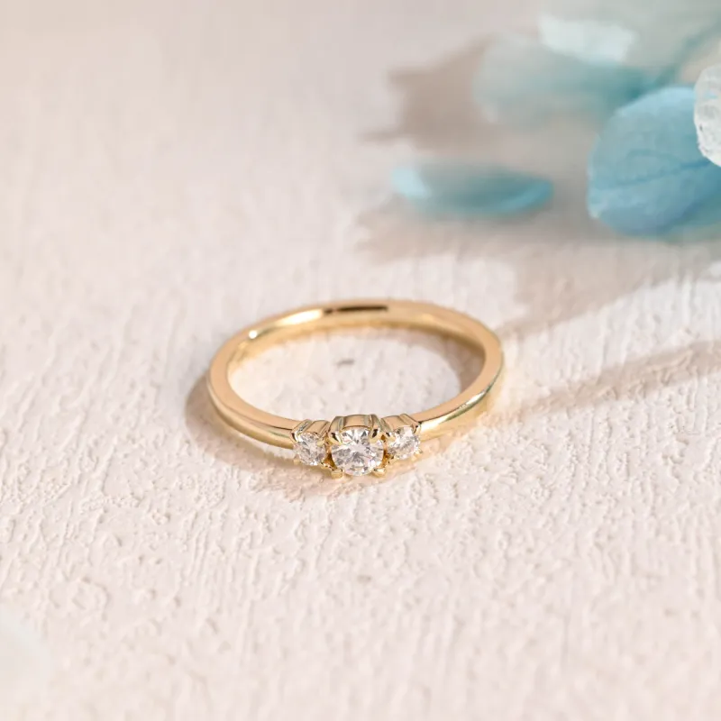 Solid Gold Round Cut Moissanite Wedding Ring, Wedding Band sold by Causyou