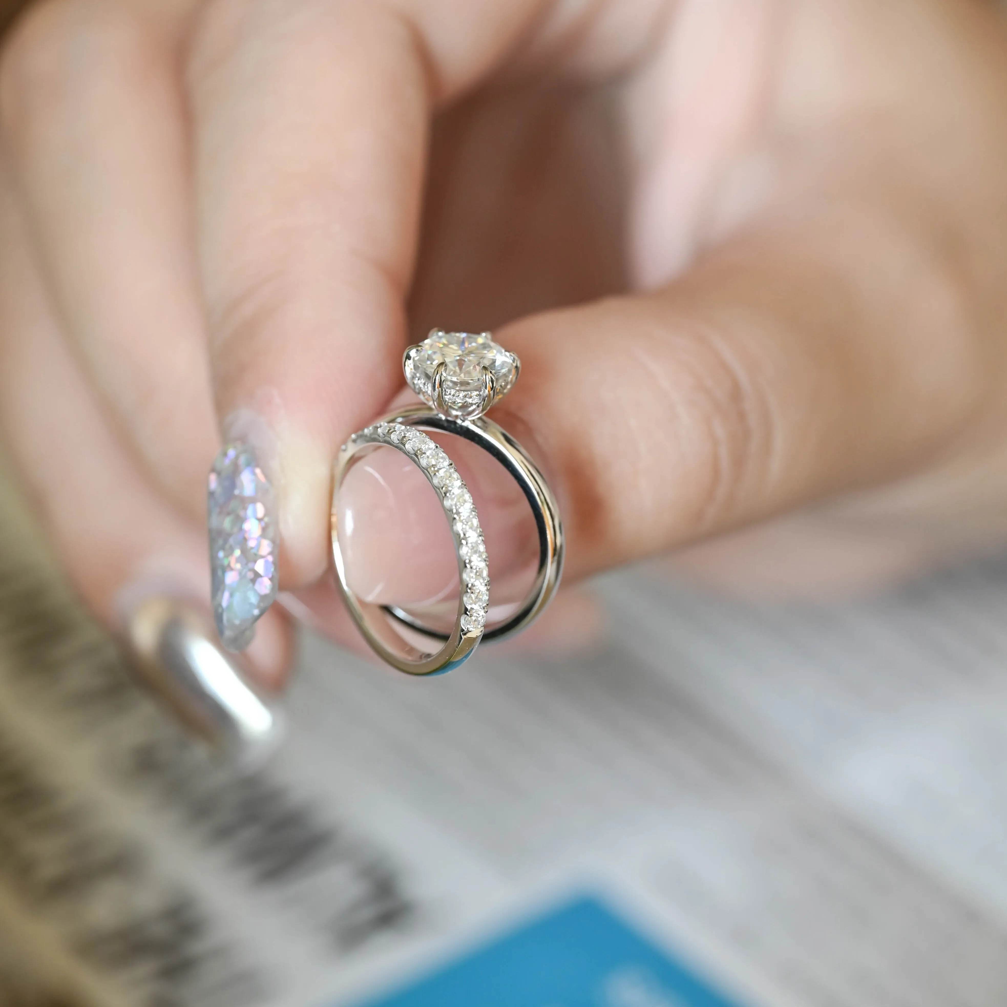 CausYou Solid Gold Round Cut Moissanite Engagement Ring and Wedding Ring Set, Bridal Set, Gift for Woman, Wife sold by Causyou product image thumbnail 2