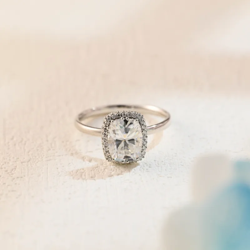 Solid Gold Elongated Cushion Cut Engagement Ring, Promise Ring, Proposal Ring, Gift for Women Wife sold by Causyou