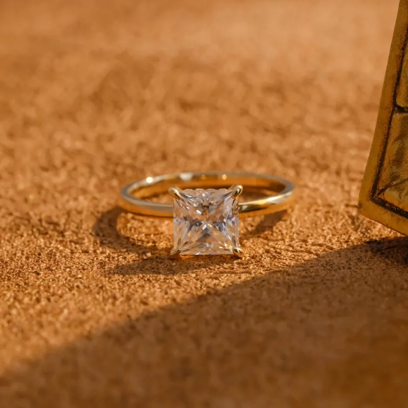CausYou Solid Gold D/VS1 Princess Cut Lab Grown Diamond Wedding Ring, Hidden Halo Engagement Bridal Ring for Her sold by Causyou