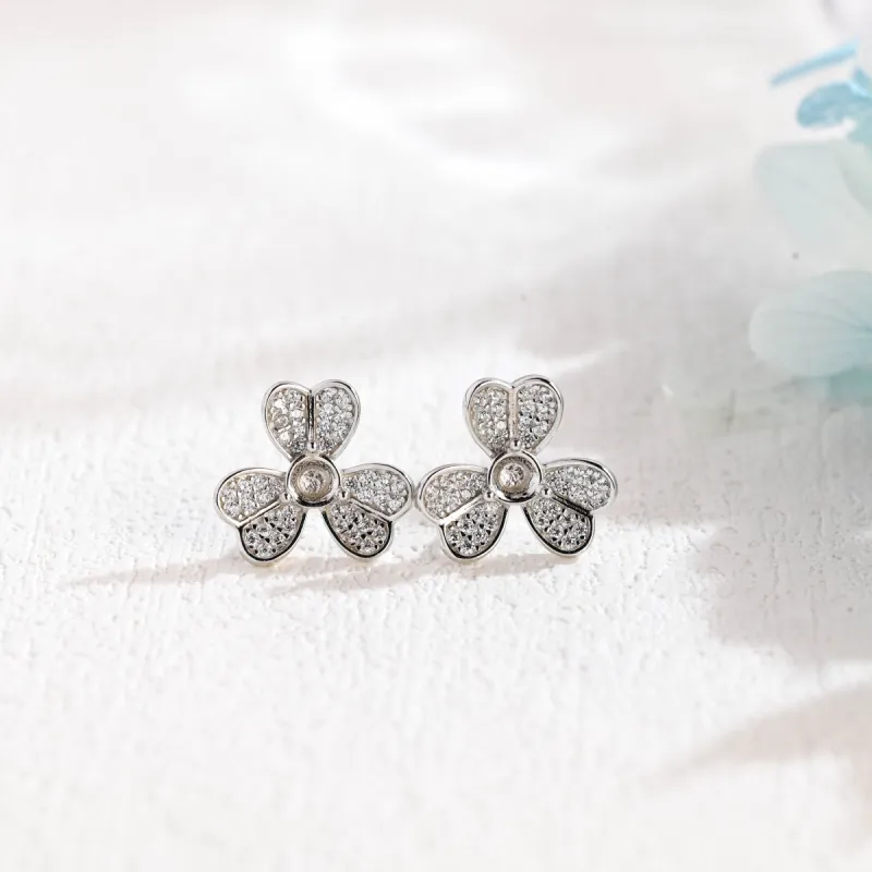 CausYou Solid Gold Lucky Clover Moissanite Earrings, Clover Studs Accessories for Women Wife sold by Causyou