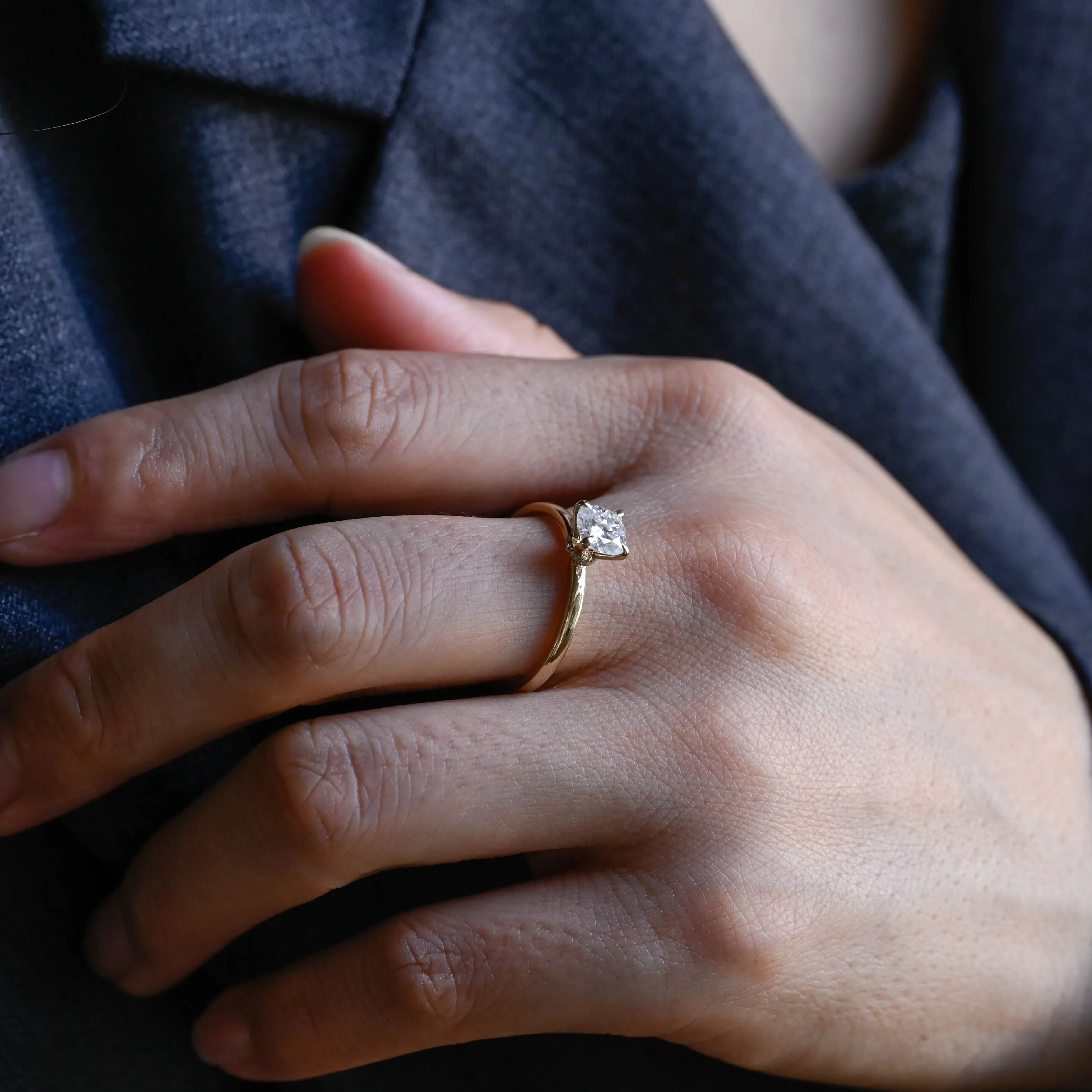 Solid Gold Cushion Cut Moissanite Engagement Ring, Promise Ring, Proposal Ring, Gift for Women Wife sold by Causyou product image thumbnail 4