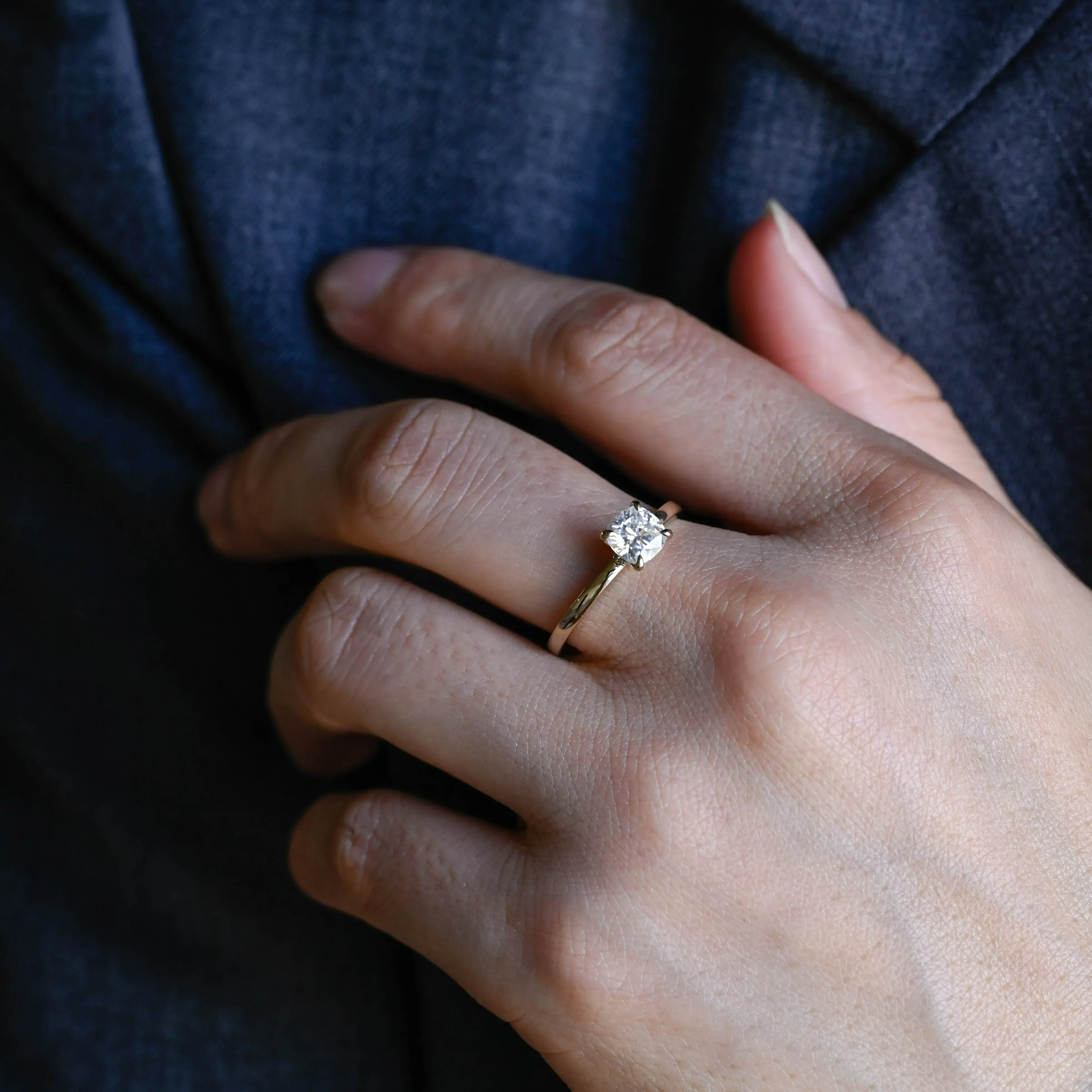 Solid Gold Cushion Cut Moissanite Engagement Ring, Promise Ring, Proposal Ring, Gift for Women Wife sold by Causyou product image thumbnail 2