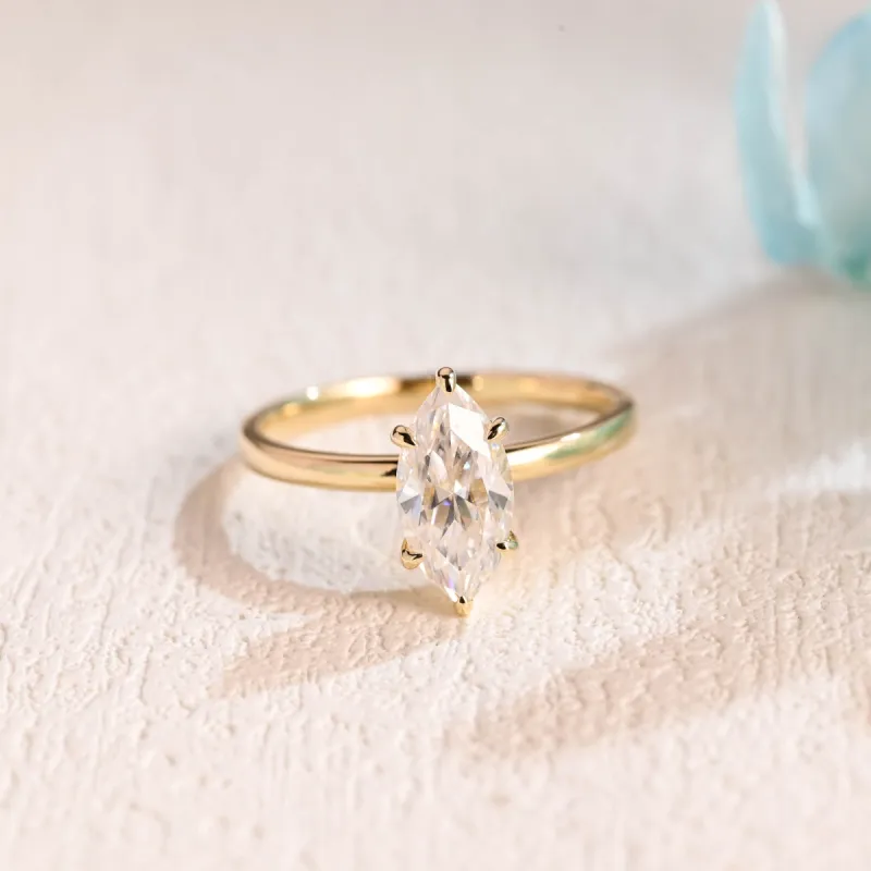 CausYou Solid Gold Marquise Cut Moissanite Engagement Ring, Promise Ring, Proposal Ring, Gift for Woman, Wife sold by Causyou