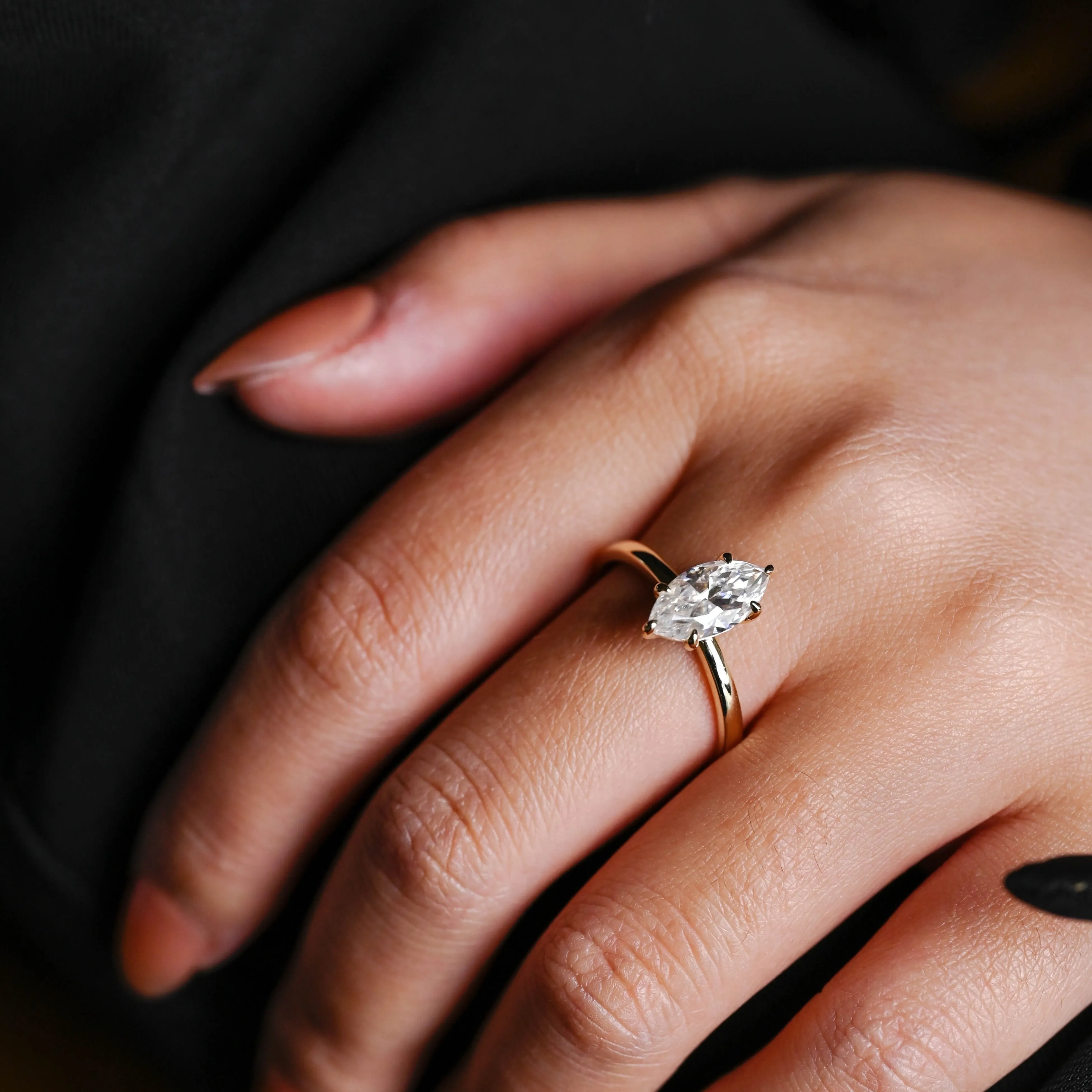 CausYou Solid Gold Marquise Cut Moissanite Engagement Ring, Promise Ring, Proposal Ring, Gift for Woman, Wife sold by Causyou product image thumbnail 3