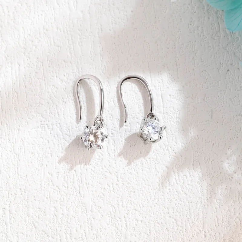 CausYou Solid Gold Moissanite Earrings Drop, Solitaire Dangle Earrings Wedding Accessories for Women sold by Causyou