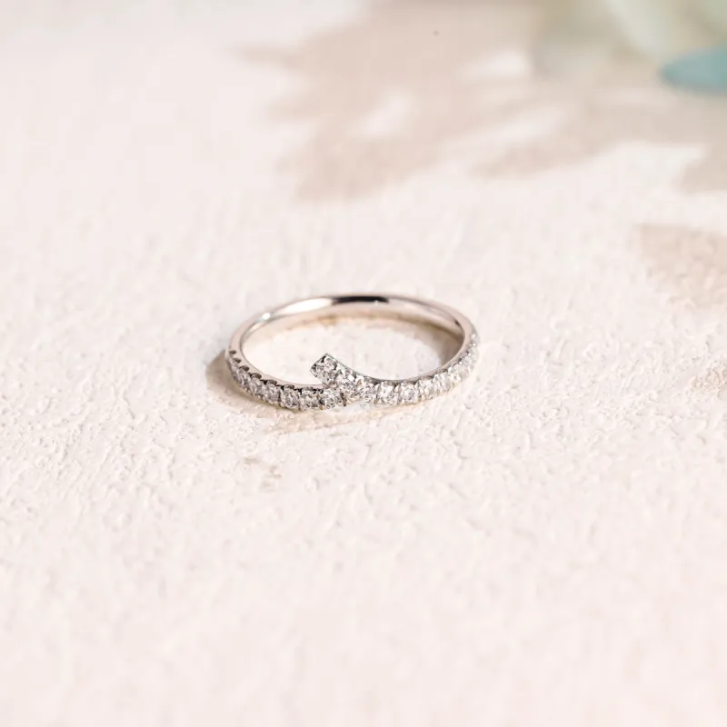 Solid Gold Curved Round Cut Moissanite Wedding Ring, Half Eternity Wedding Band, Gift for Women, Wife sold by Causyou