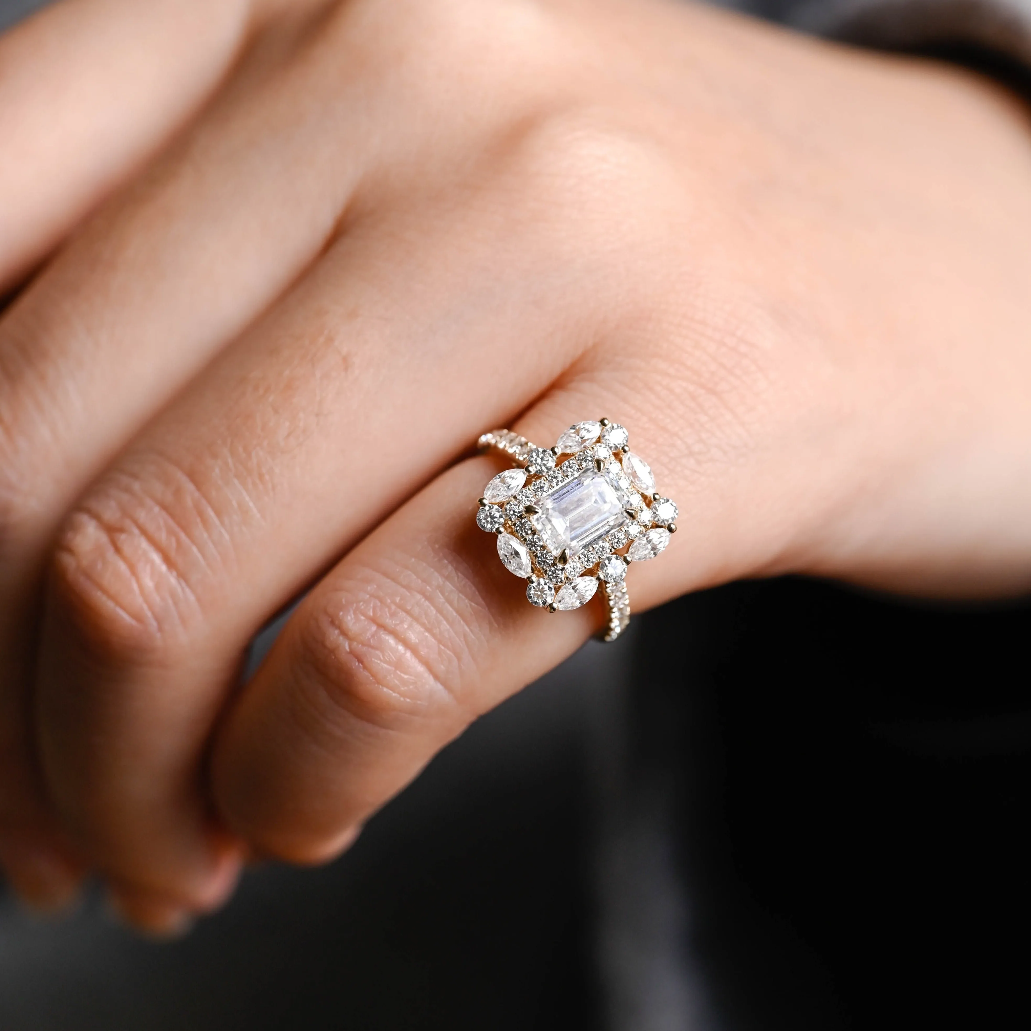 Solid Gold Emerald Cut Moissanite Engagement Ring, Promise Ring, Proposal Ring, Gift for Woman, Wife sold by Causyou product image thumbnail 4