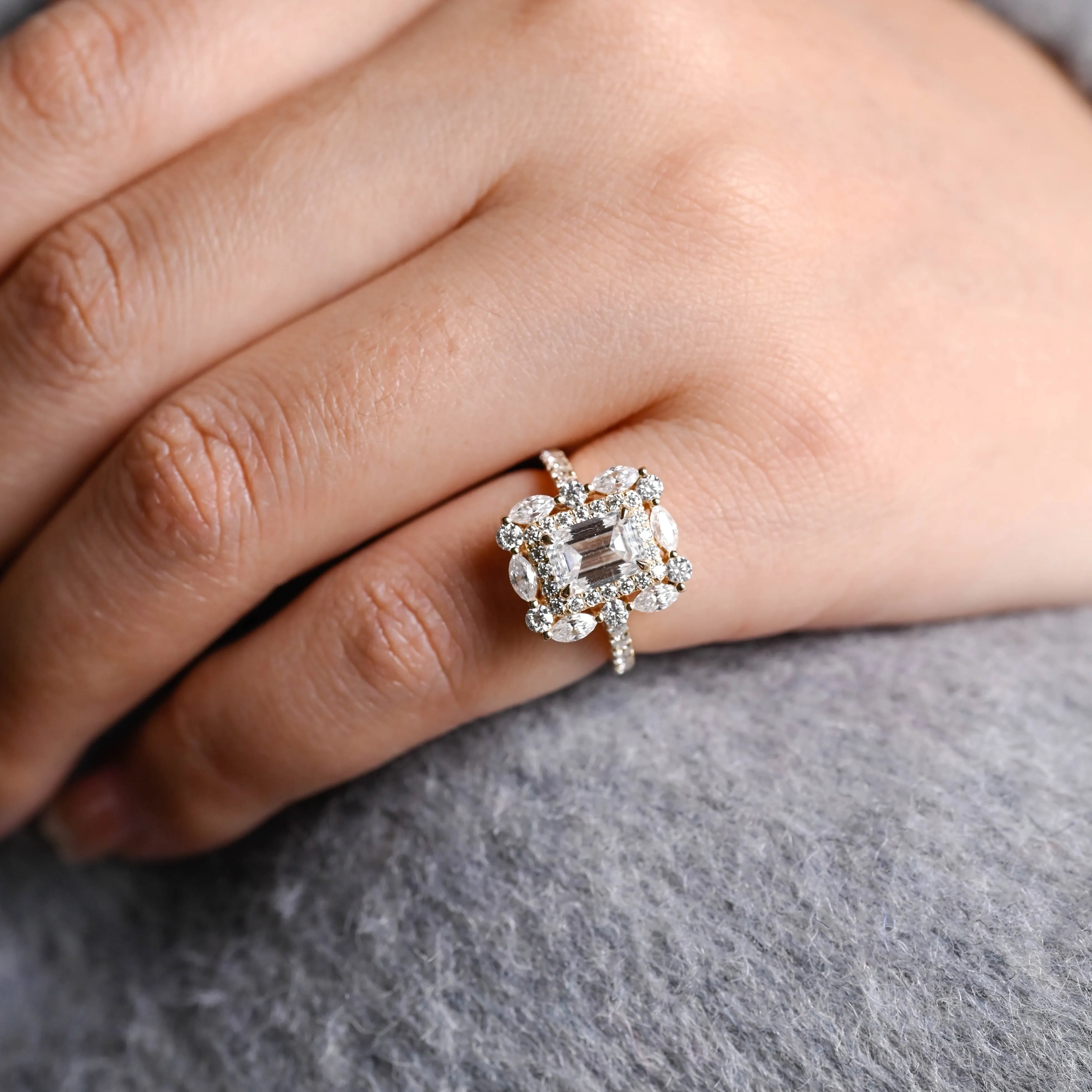 Solid Gold Emerald Cut Moissanite Engagement Ring, Promise Ring, Proposal Ring, Gift for Woman, Wife sold by Causyou product image thumbnail 3