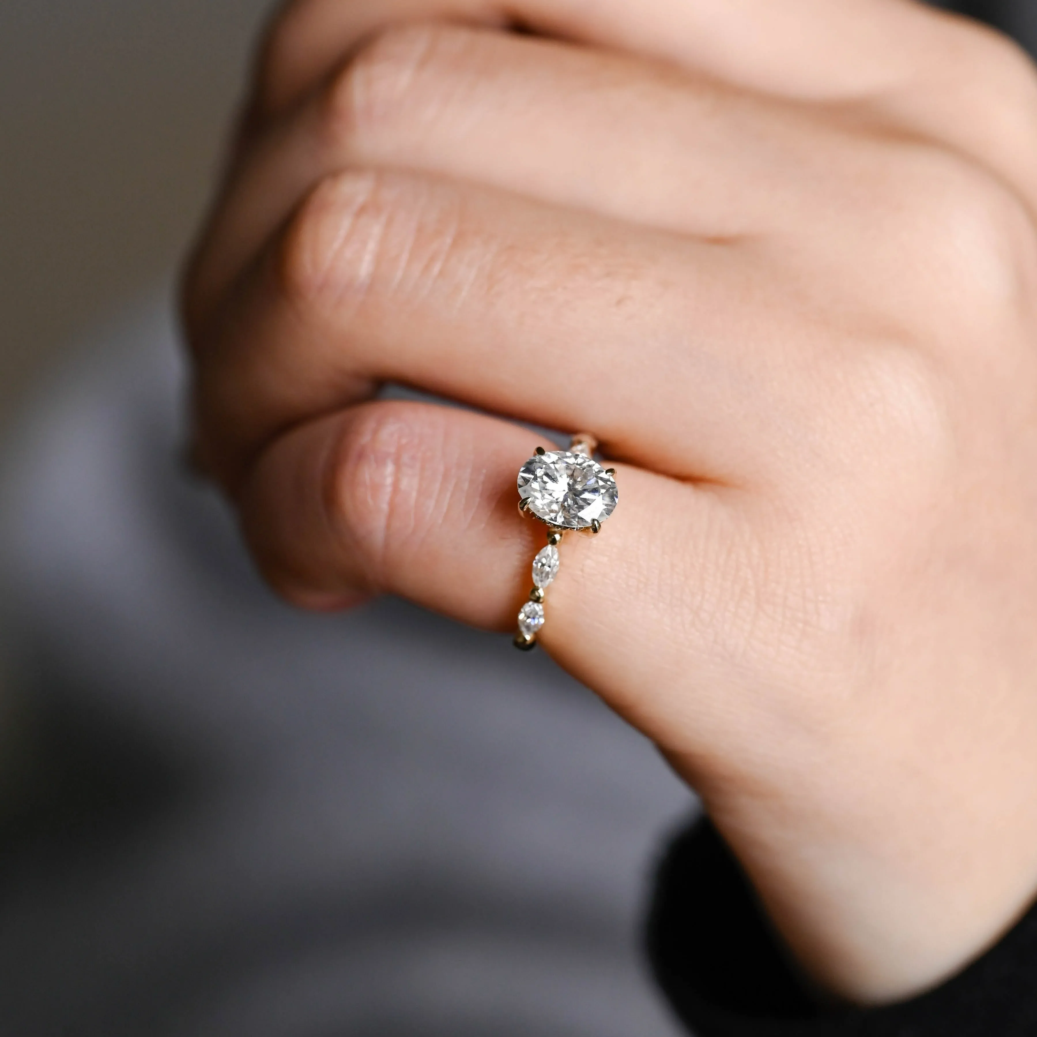 CausYou Solid Gold Oval Cut Moissanite Engagement Ring, Classic Promise Ring With Hidden Halo, Proposal Ring, Gift for Woman, Wife sold by Causyou product image thumbnail 2