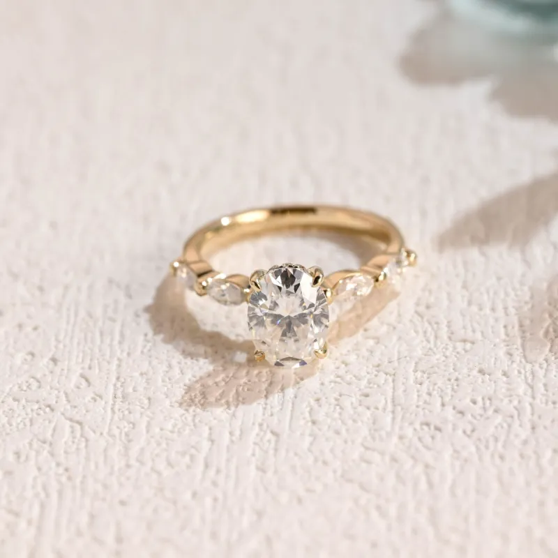 CausYou Solid Gold Oval Cut Moissanite Engagement Ring, Classic Promise Ring With Hidden Halo, Proposal Ring, Gift for Woman, Wife sold by Causyou