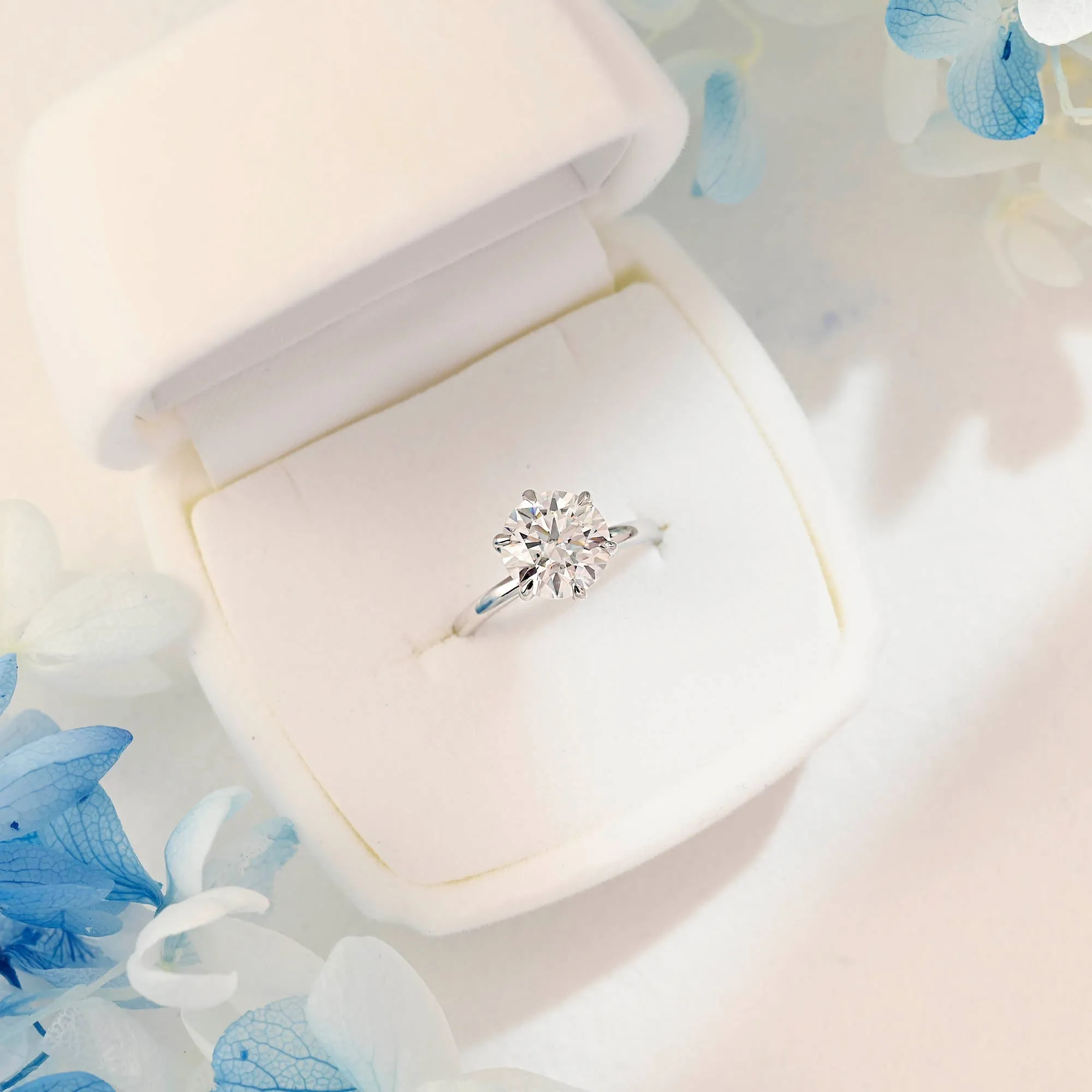 Solid Gold Round Cut Moissanite Engagement Ring, Solitaire Proposal Ring, Promise Ring, Gift for Women Wife sold by Causyou product image thumbnail 5