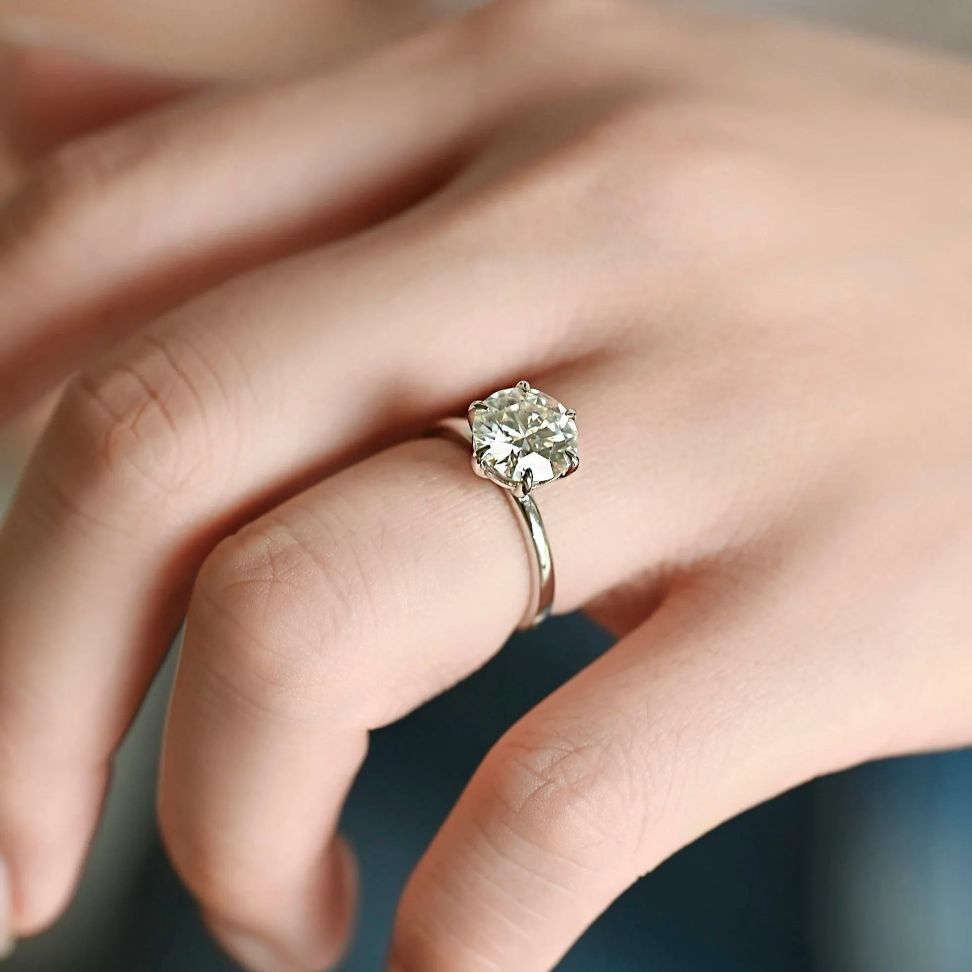 Solid Gold Round Cut Moissanite Engagement Ring, Solitaire Proposal Ring, Promise Ring, Gift for Women Wife sold by Causyou product image thumbnail 4