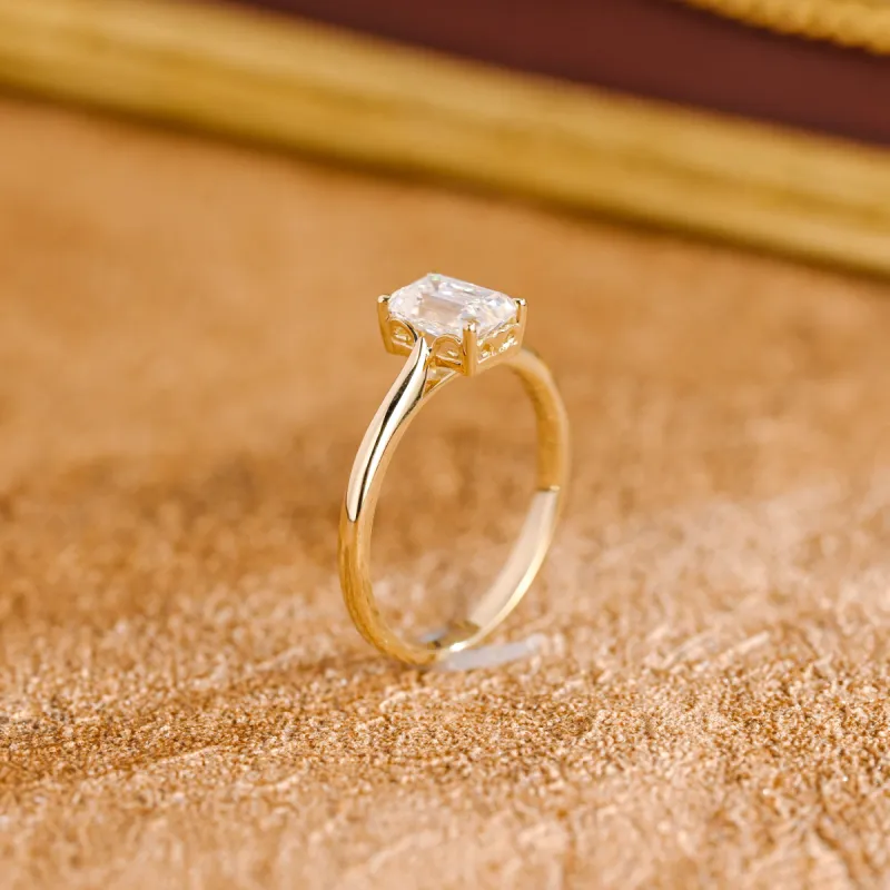 CausYou Solid Gold D/VS1 Emerald Cut Lab Grown Diamond Engagement Ring, Solitaire Wedding Promise Ring sold by Causyou