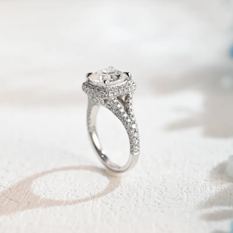 Solid Gold Cushion Cut Moissanite Engagement Ring, Vintage Promise Ring, Proposal Ring, Gift for Woman, Wife sold by Causyou