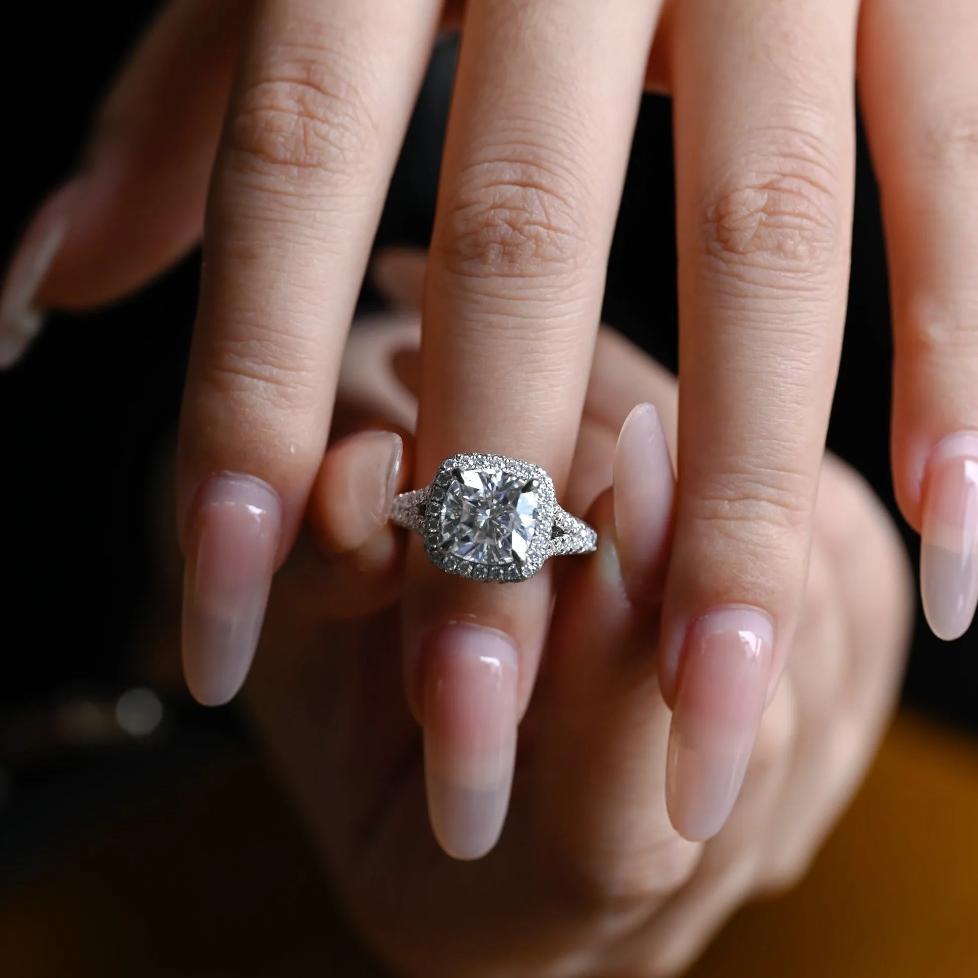 Solid Gold Cushion Cut Moissanite Engagement Ring, Vintage Promise Ring, Proposal Ring, Gift for Woman, Wife sold by Causyou product image thumbnail 2