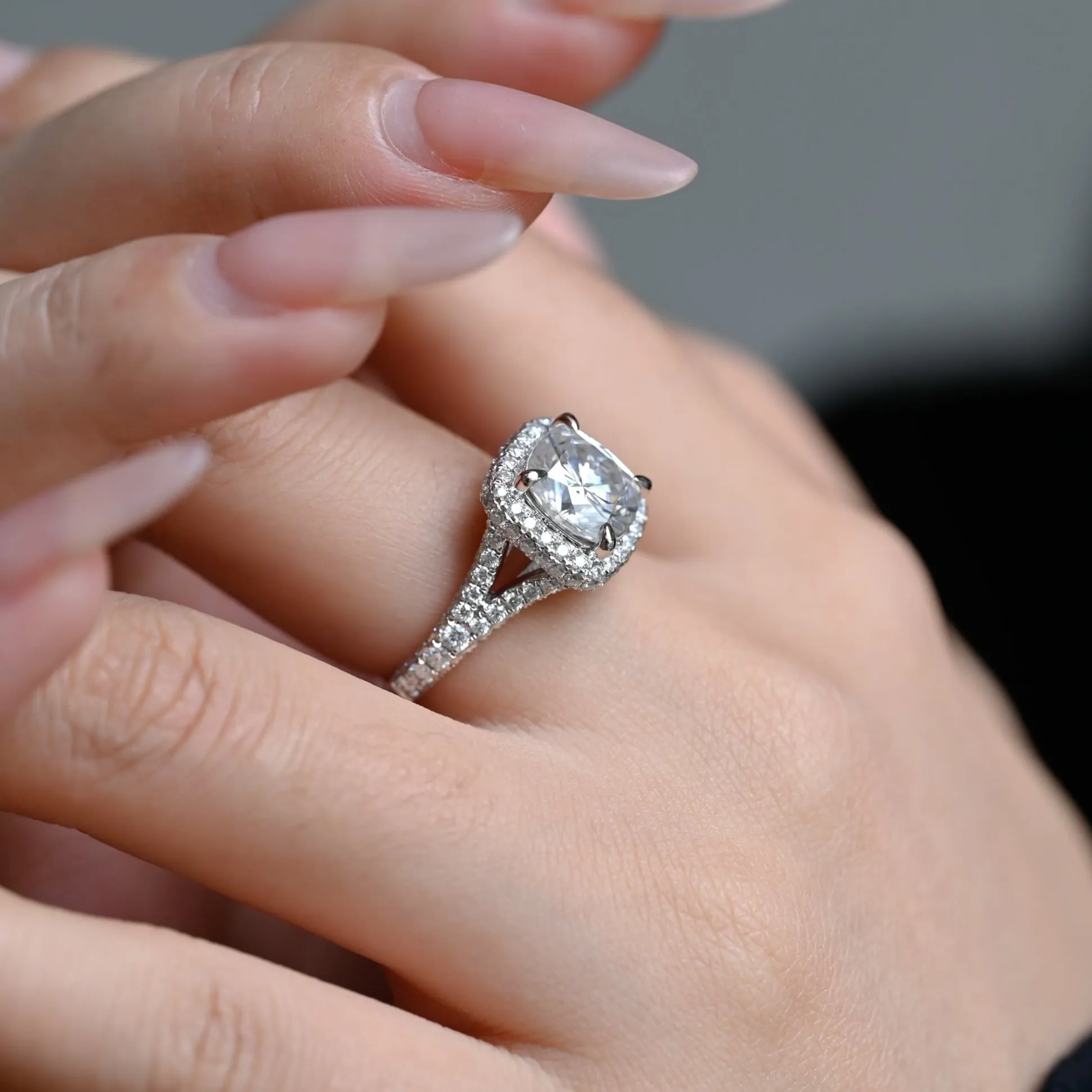 Solid Gold Cushion Cut Moissanite Engagement Ring, Vintage Promise Ring, Proposal Ring, Gift for Woman, Wife sold by Causyou product image thumbnail 3