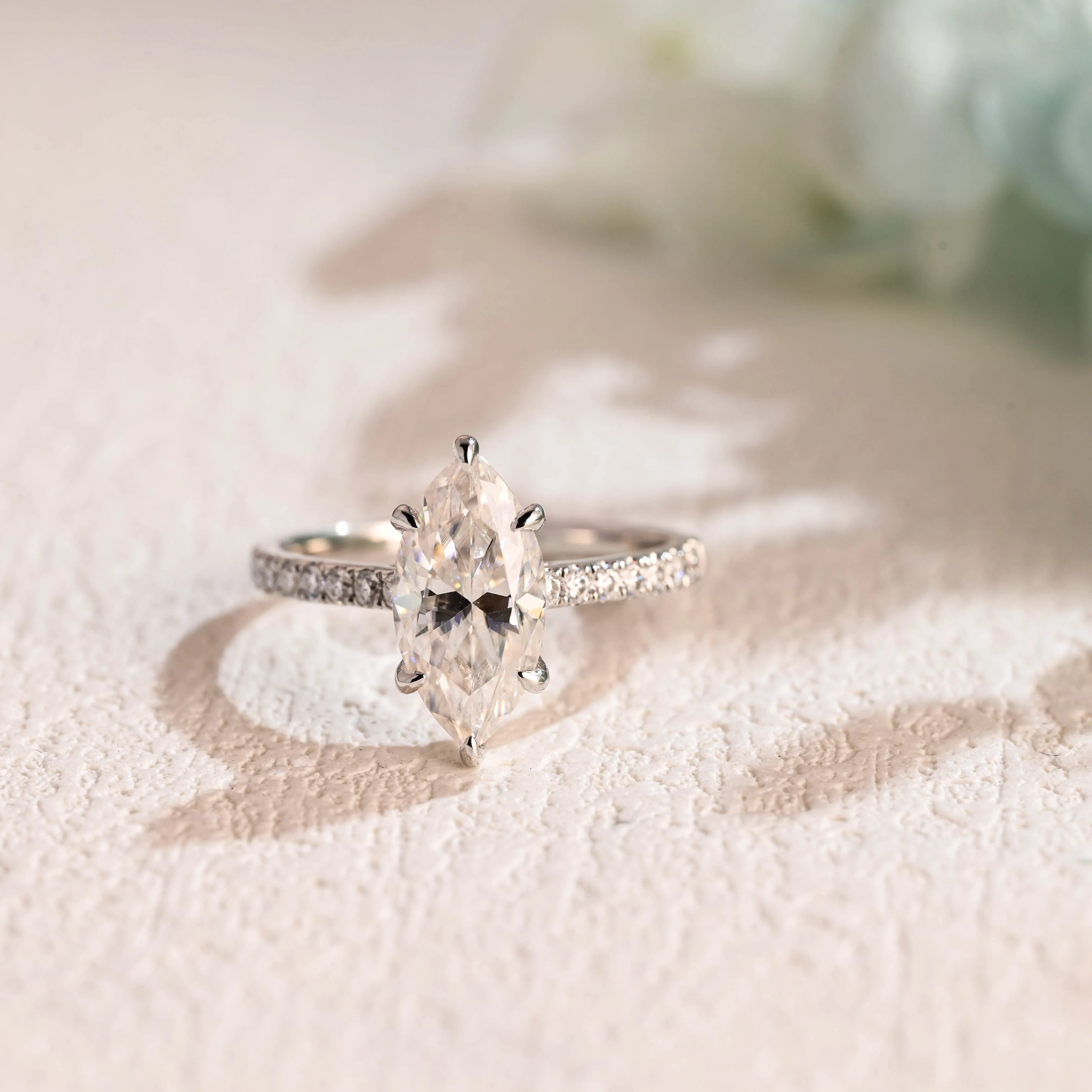 Solid Gold Marquise Cut Moissanite Engagement Ring, Promise Ring, Proposal Ring, Gift for Women Wife sold by Causyou product image thumbnail 5