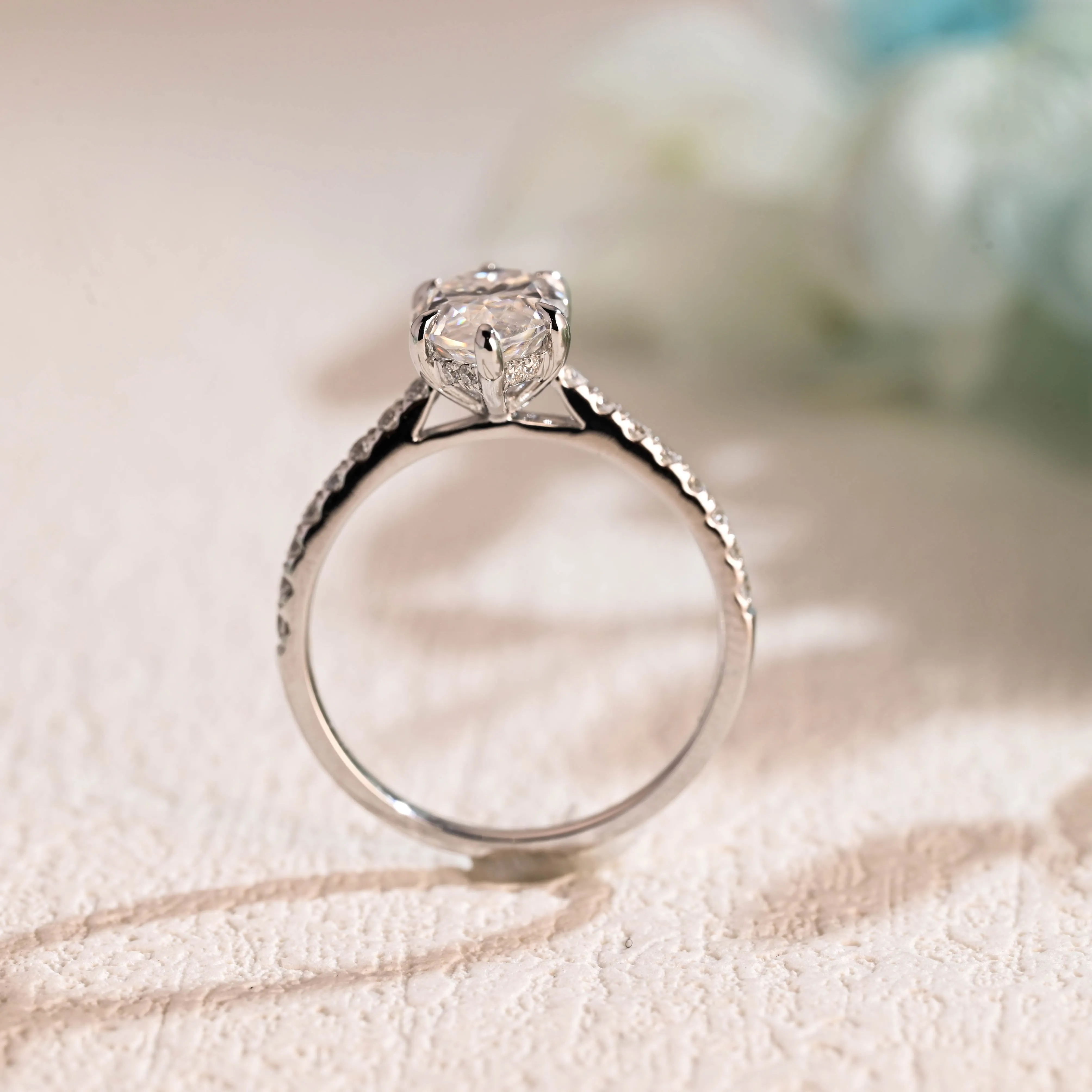 Solid Gold Marquise Cut Moissanite Engagement Ring, Promise Ring, Proposal Ring, Gift for Women Wife sold by Causyou product image thumbnail 4