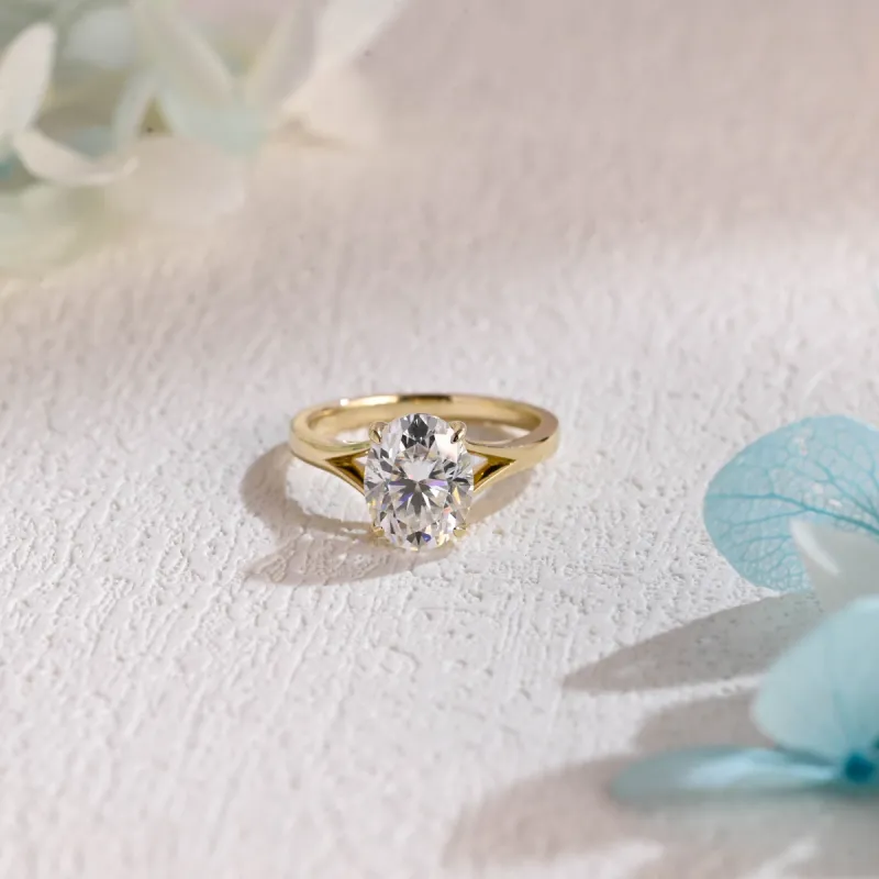 Solid Gold Oval Cut Moissanite Engagement Ring, Solitaire Promise Ring, Proposal Ring, Gift for Woman, Wife sold by Causyou
