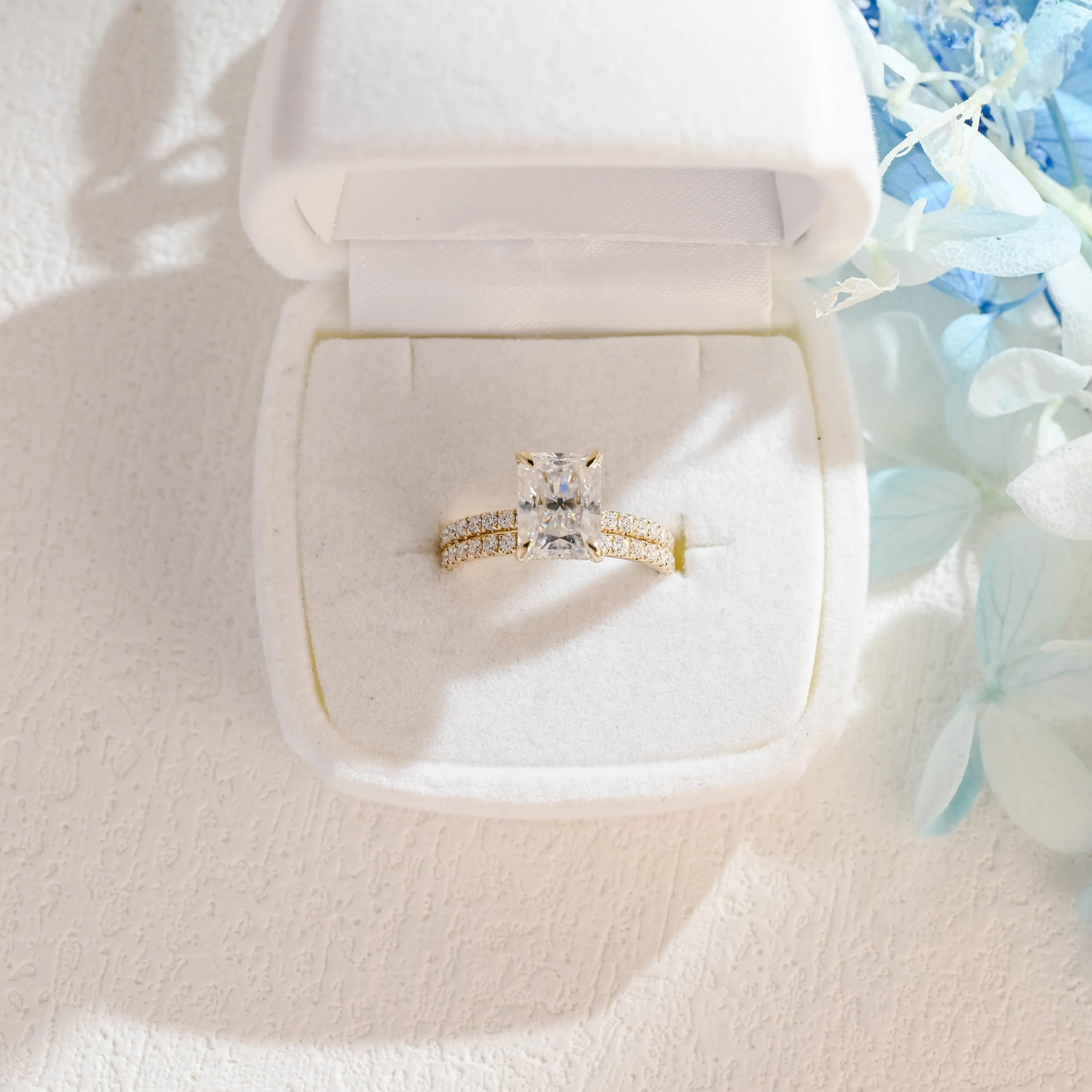 CausYou Solid Gold Radiant Cut Moissanite Engagement Ring Set Wedding Ring Set, Bridal Set for Woman Wife sold by Causyou product image thumbnail 4