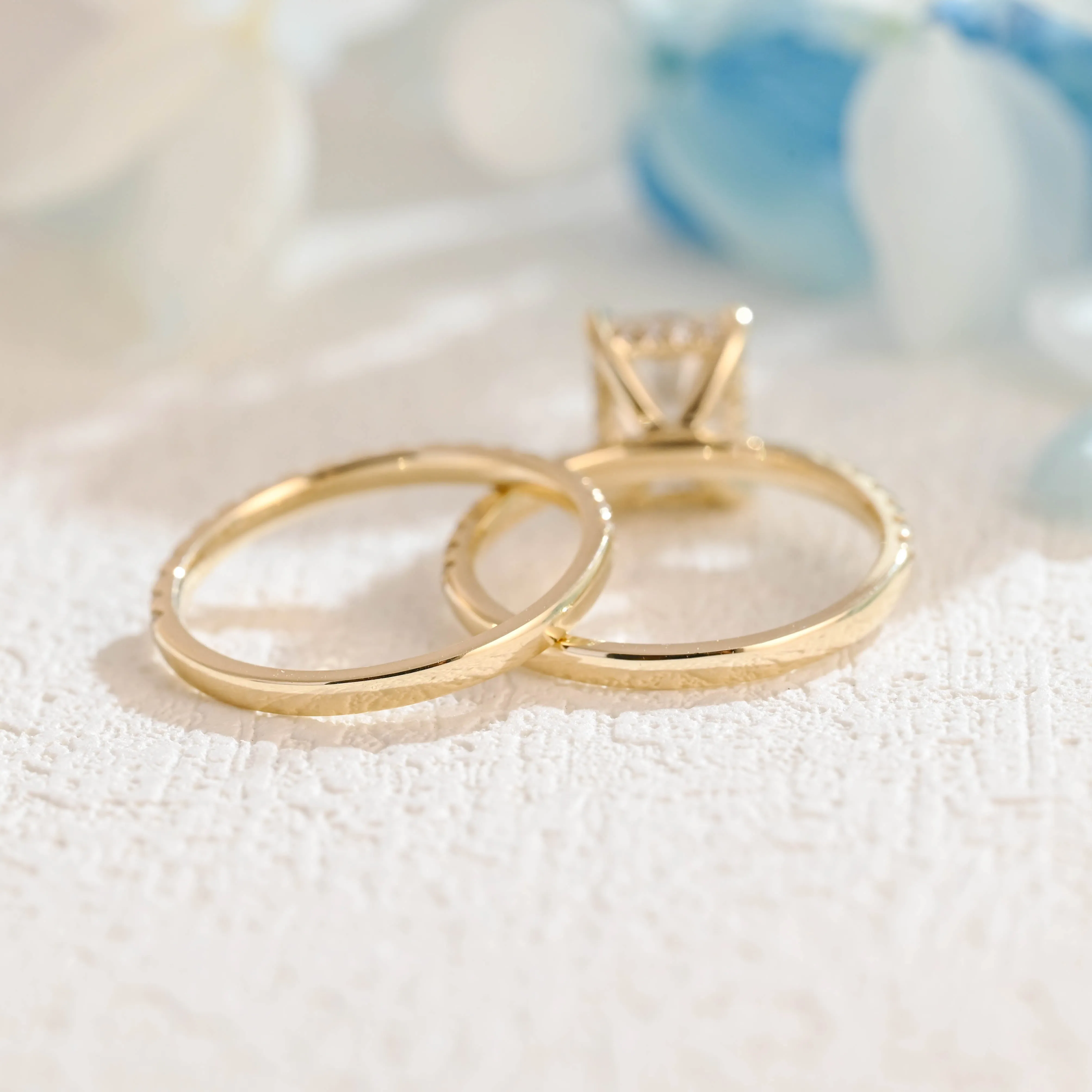 CausYou Solid Gold Radiant Cut Moissanite Engagement Ring Set Wedding Ring Set, Bridal Set for Woman Wife sold by Causyou product image thumbnail 5