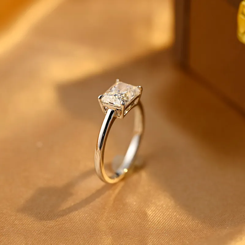 Solid Gold Radiant Cut Moissanite Engagement Ring, Solitaire Promise Ring, Proposal Ring, Gift for Women Wife sold by Causyou