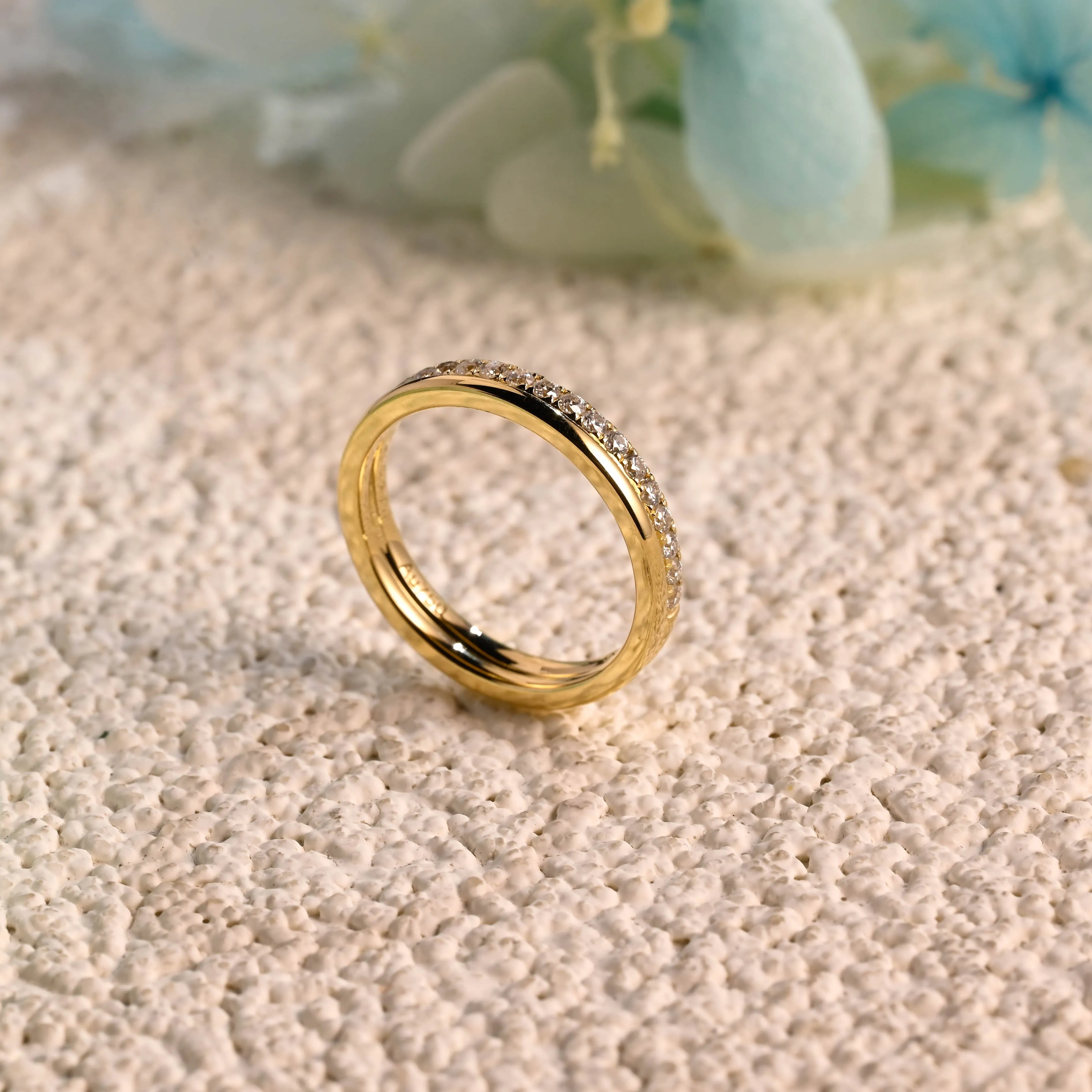 Solid Gold Round Cut Moissanite Wedding Band, Half Eternity Wedding Ring, Gift for Women Wife sold by Causyou product image thumbnail 5