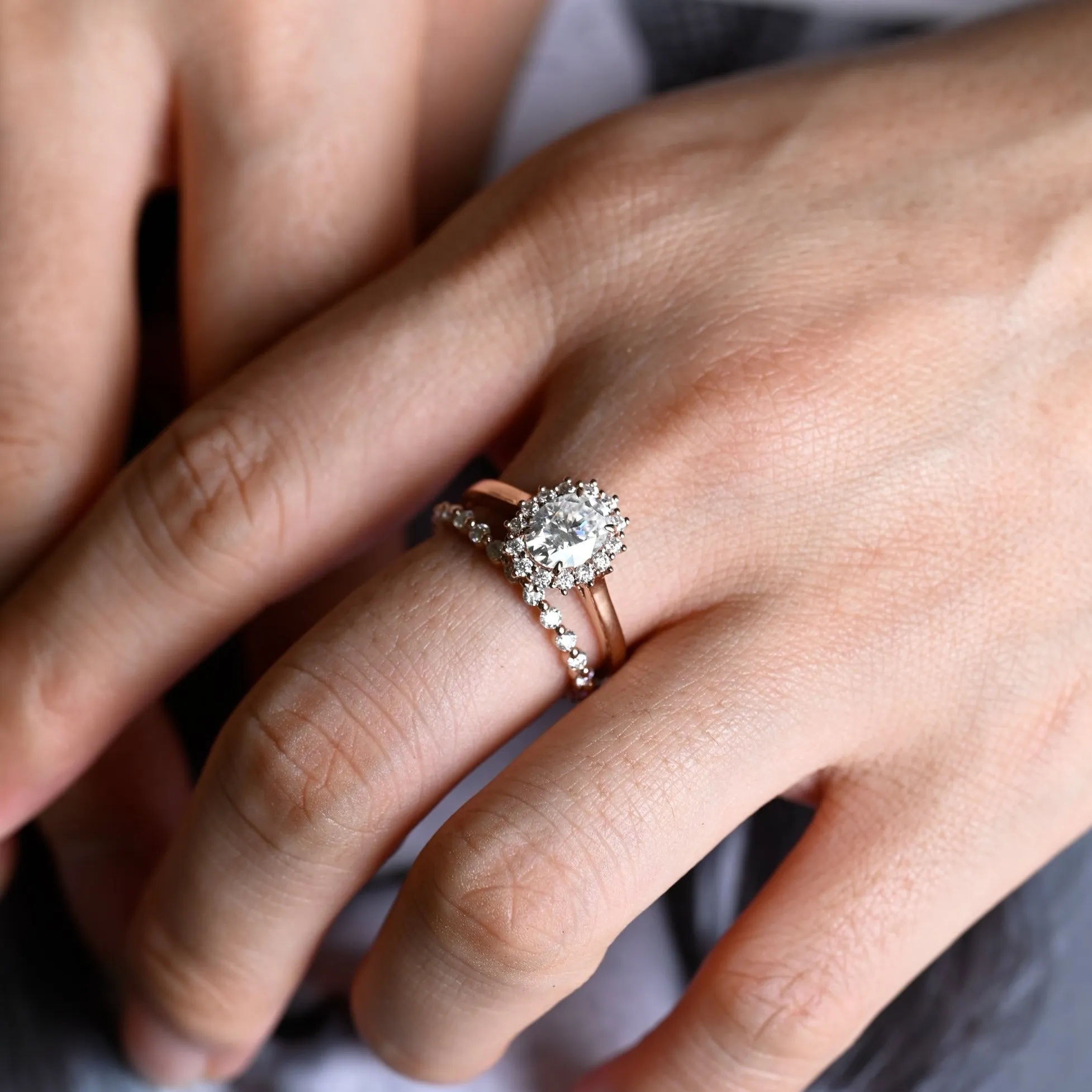 Solid Gold Full Eternity Round Cut Moissanite Wedding Band sold by Causyou product image thumbnail 3