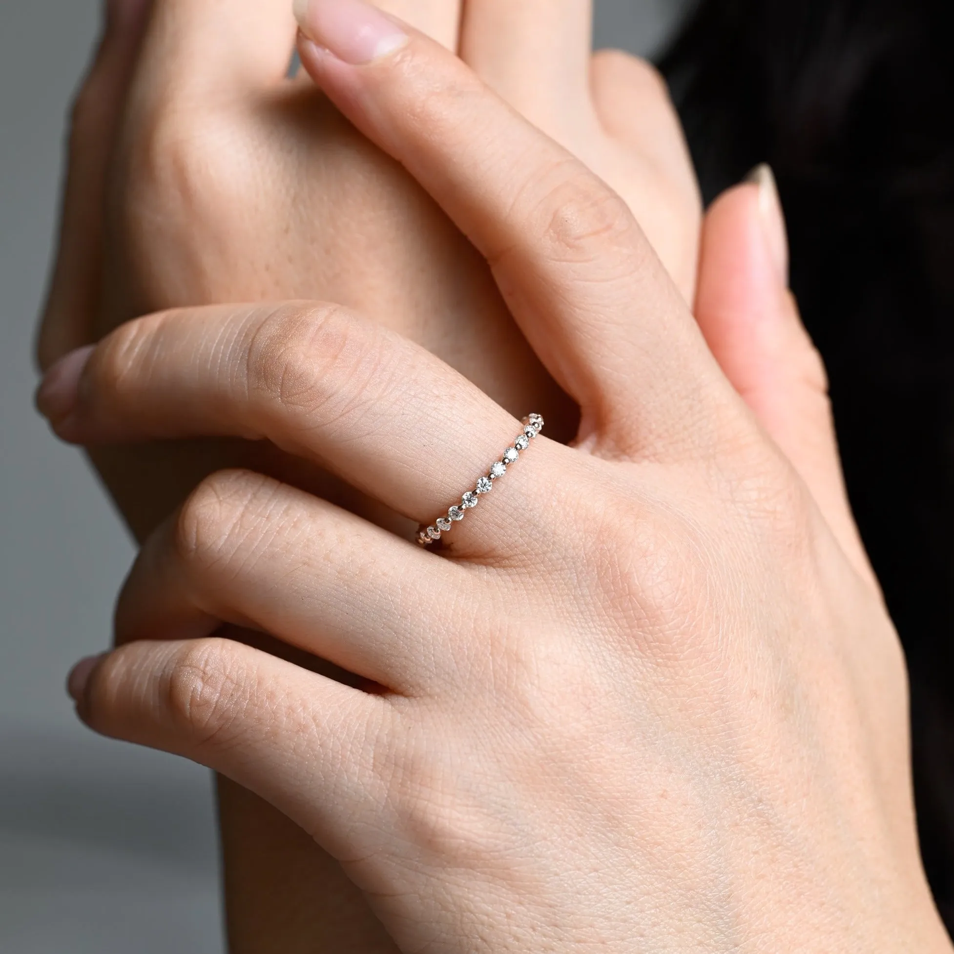 Solid Gold Full Eternity Round Cut Moissanite Wedding Band sold by Causyou product image thumbnail 2